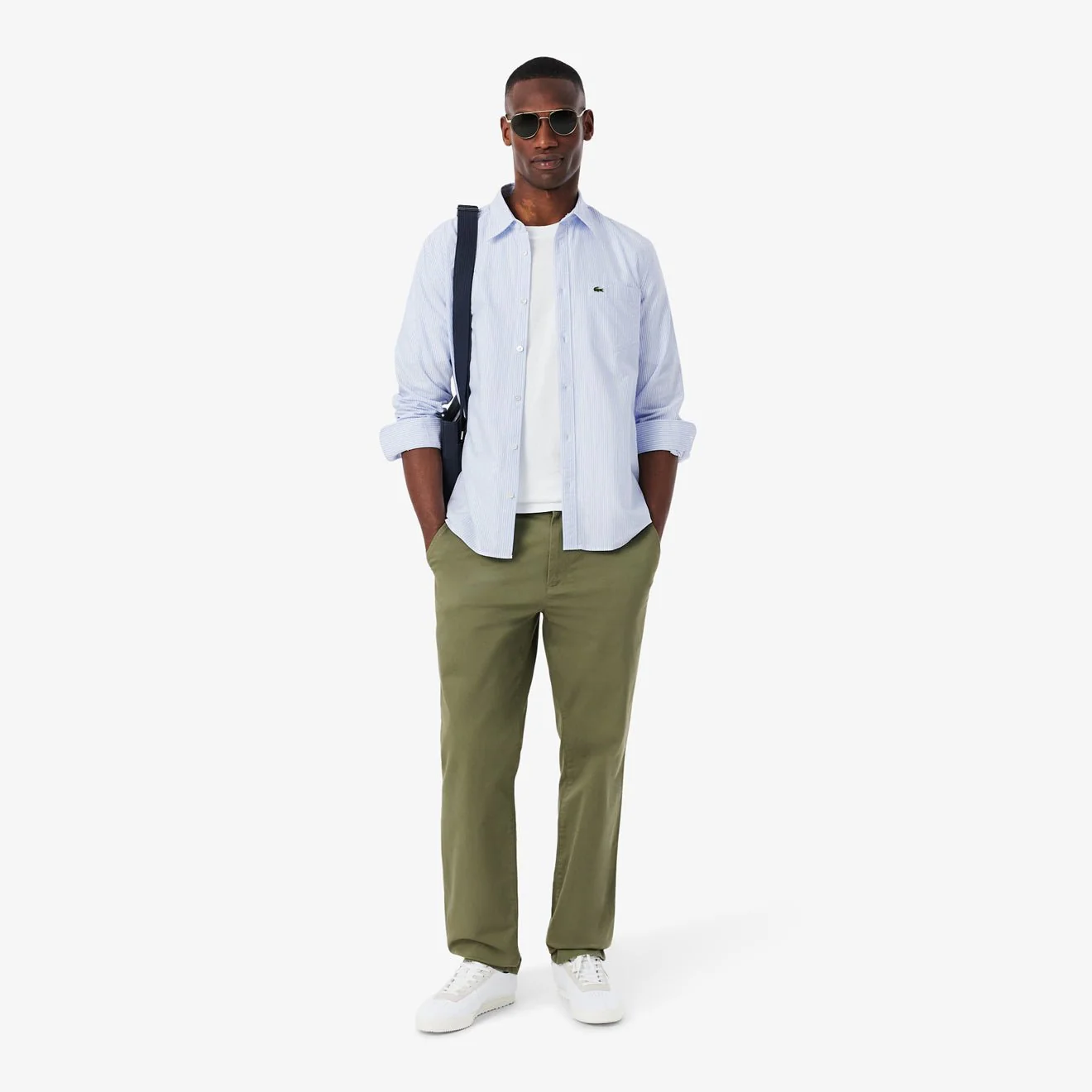 Lacoste Regular Fit Striped Oxford Shirt Blue / White - Image 2