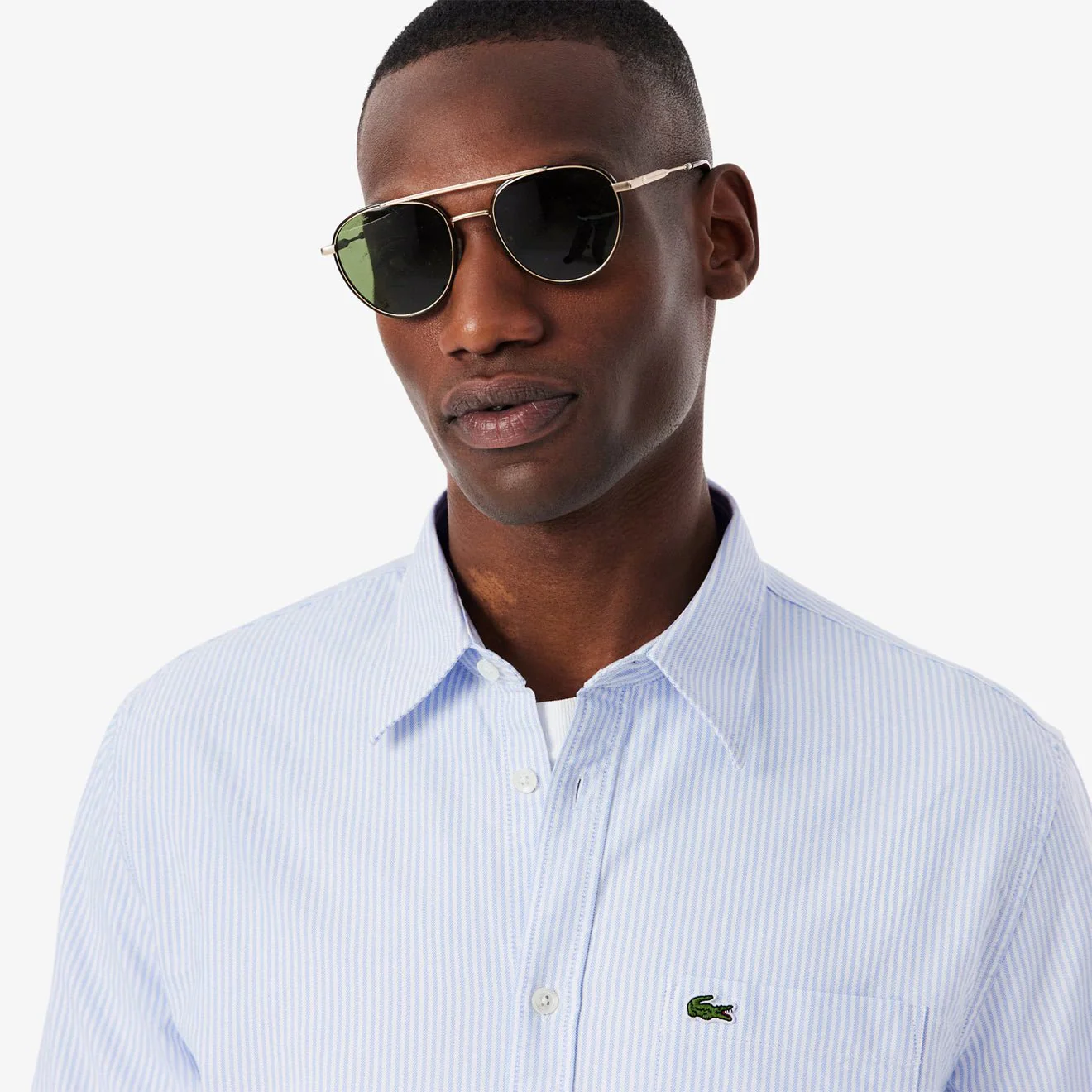 Lacoste Regular Fit Striped Oxford Shirt Blue / White - Image 4