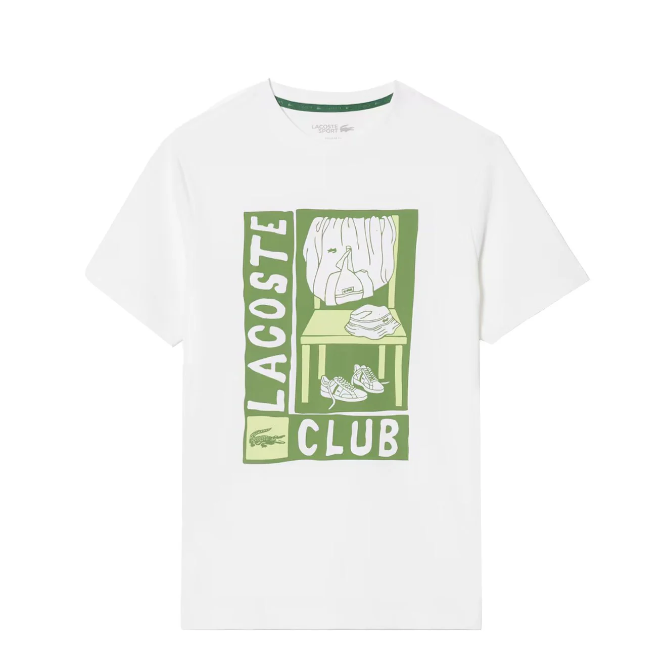Lacoste Relaxed Fit Tennis Print S/S Tee White