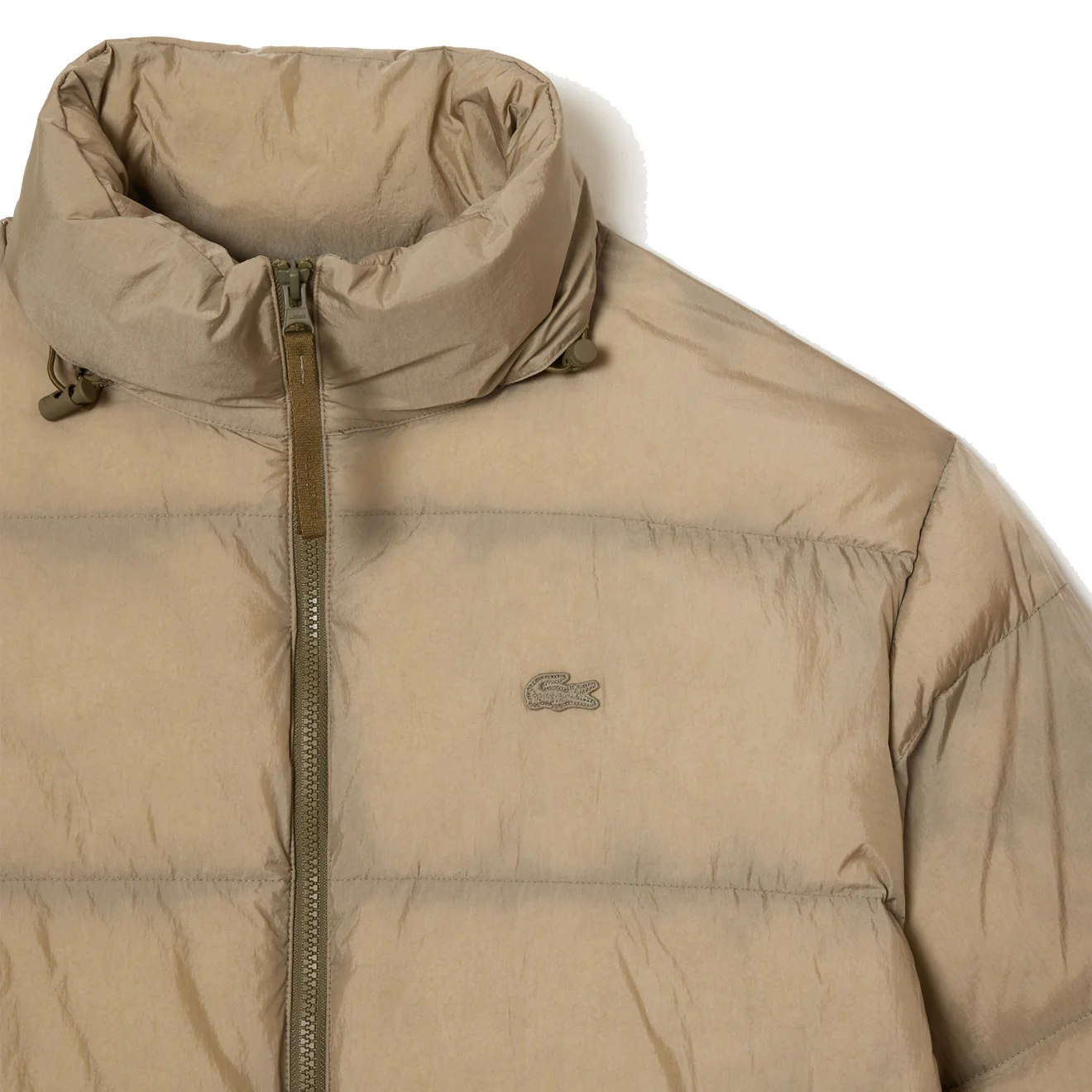 Lacoste Short Showerproof Puffer Jacket Khaki Green - Image 3