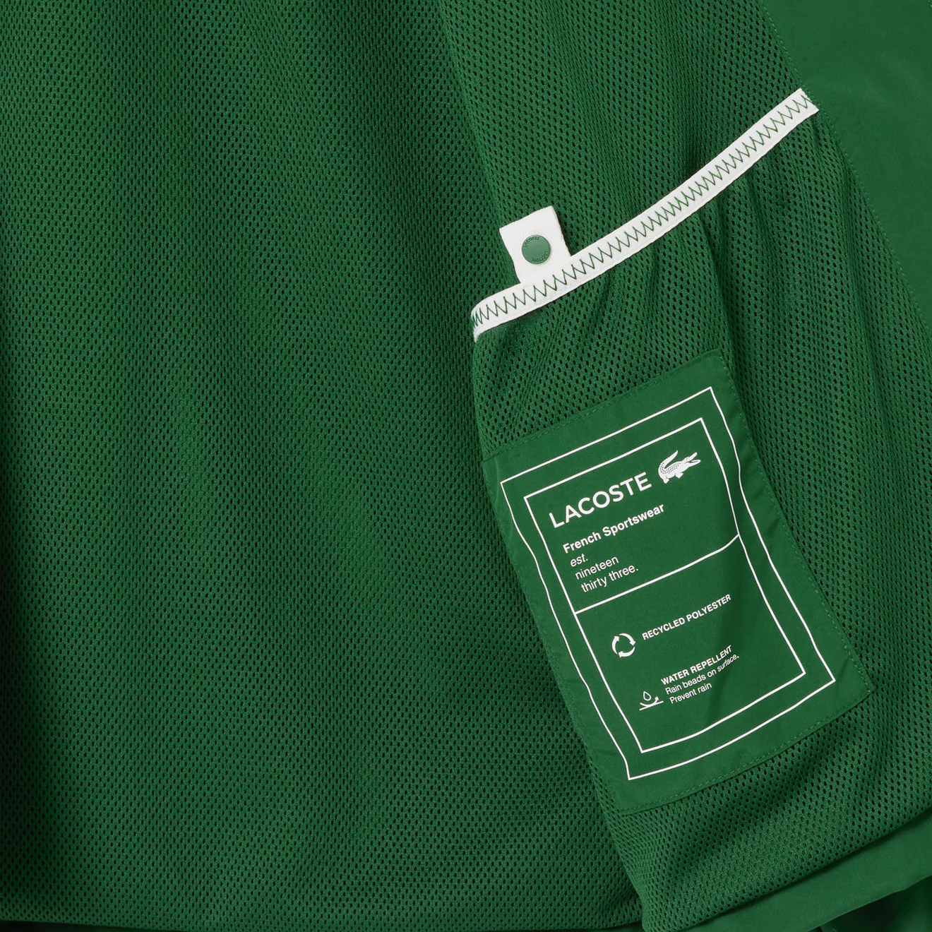Lacoste Short Water-Resistant Sportsuit Jacket w/ Removable Hood Pine Green - Image 3
