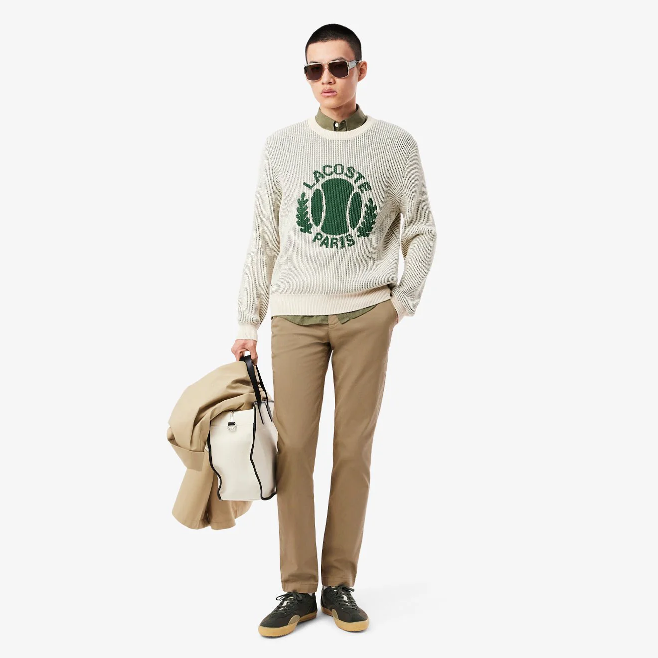 Lacoste Slim Fit Stretch Cotton Chino Pants Beige - Image 4