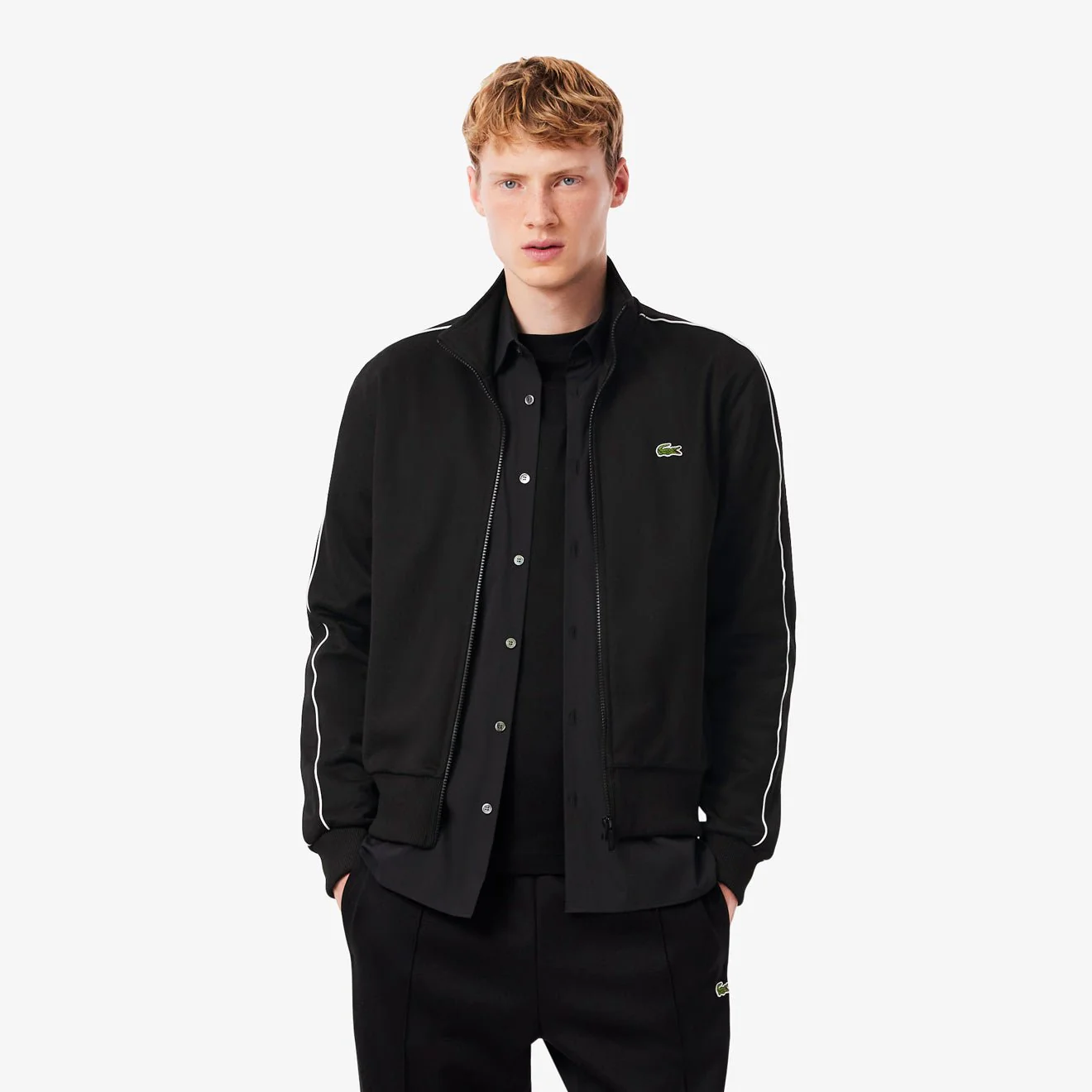 Lacoste Paris Pique Zip Front Track Jacket Black - Image 2