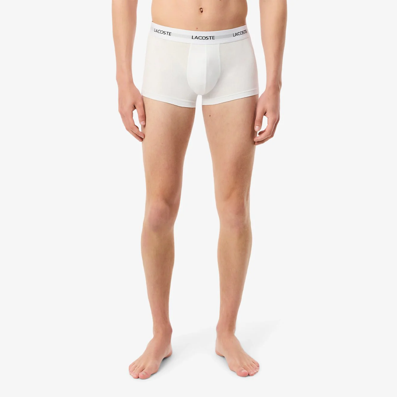 Lacoste 3-Pack Stretch Cotton Trunks Black / White / Grey Chine - Image 3