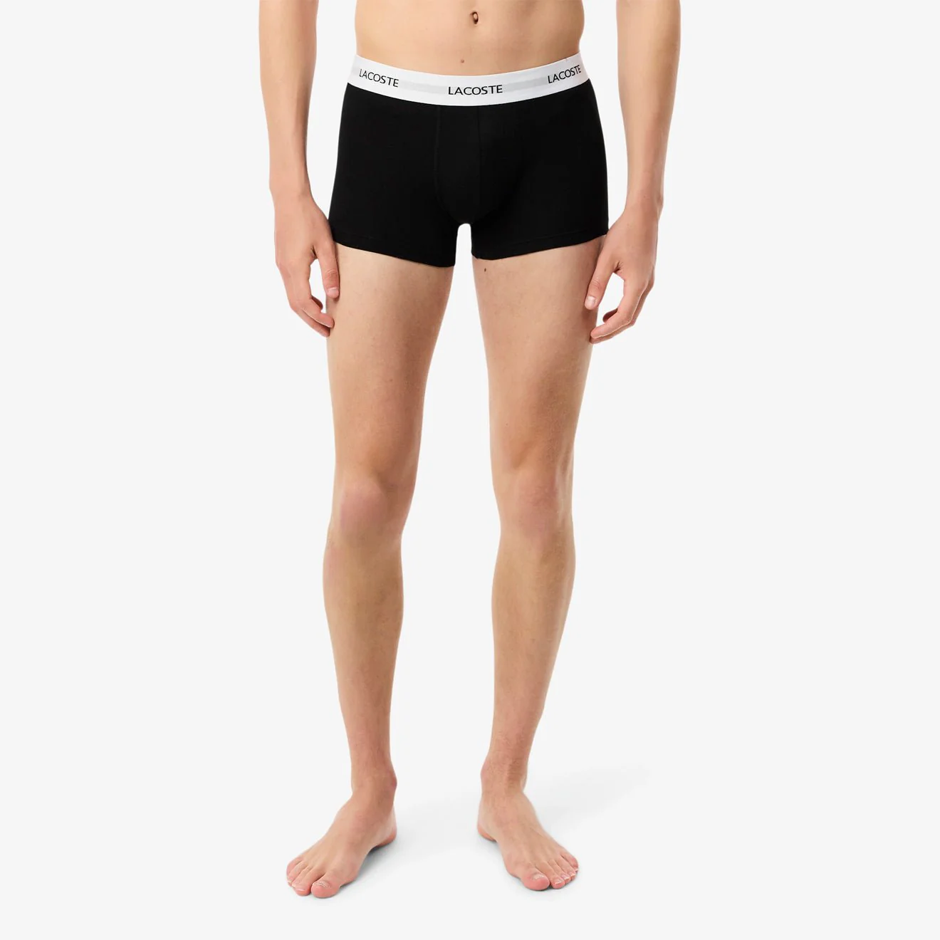 Lacoste 3-Pack Stretch Cotton Trunks Black / White / Grey Chine - Image 4