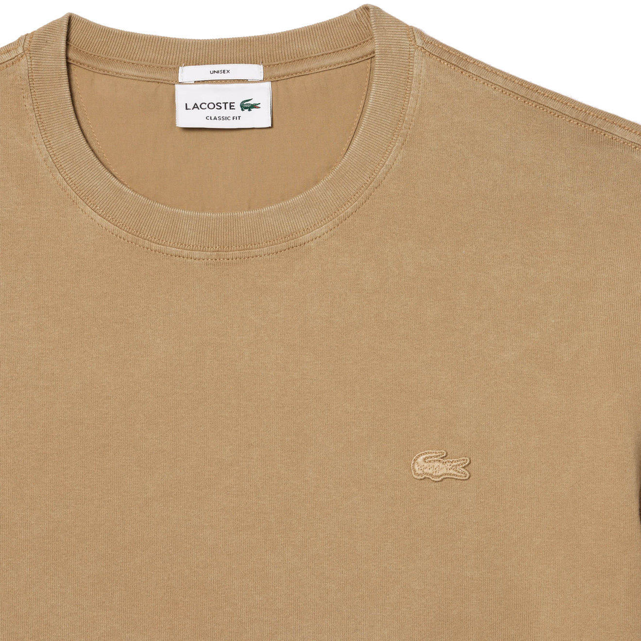 Lacoste Washed Effect Heavy Cotton T-Shirt Beige - Image 2