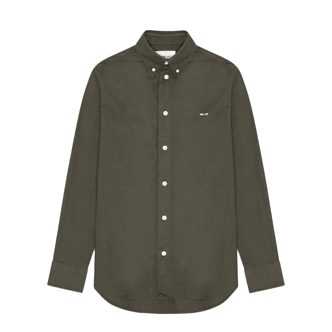NN07 Colby BD Logo Regular Fit Oxford Shirt Dark Army