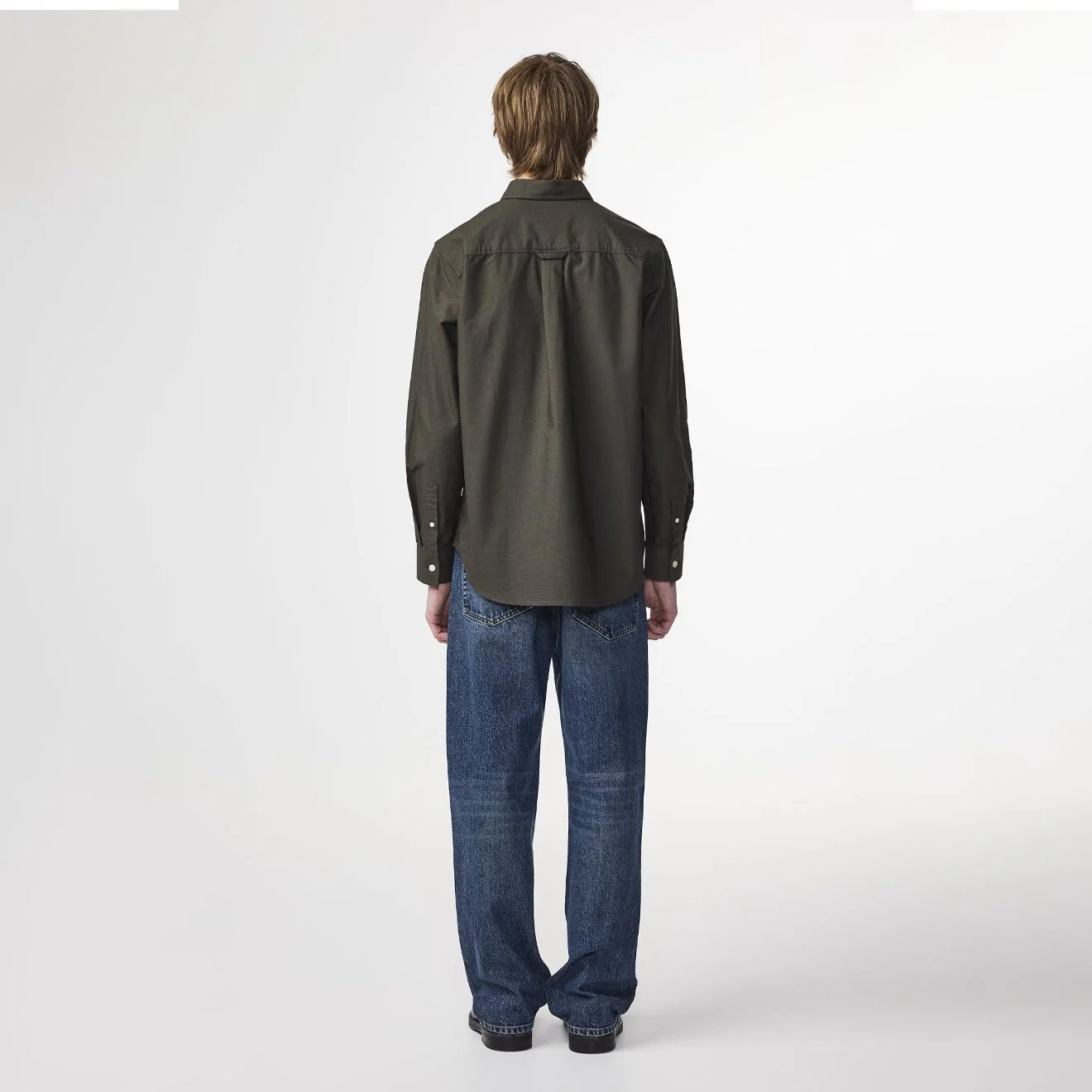 NN07 Colby BD Logo Regular Fit Oxford Shirt Dark Army - Image 3