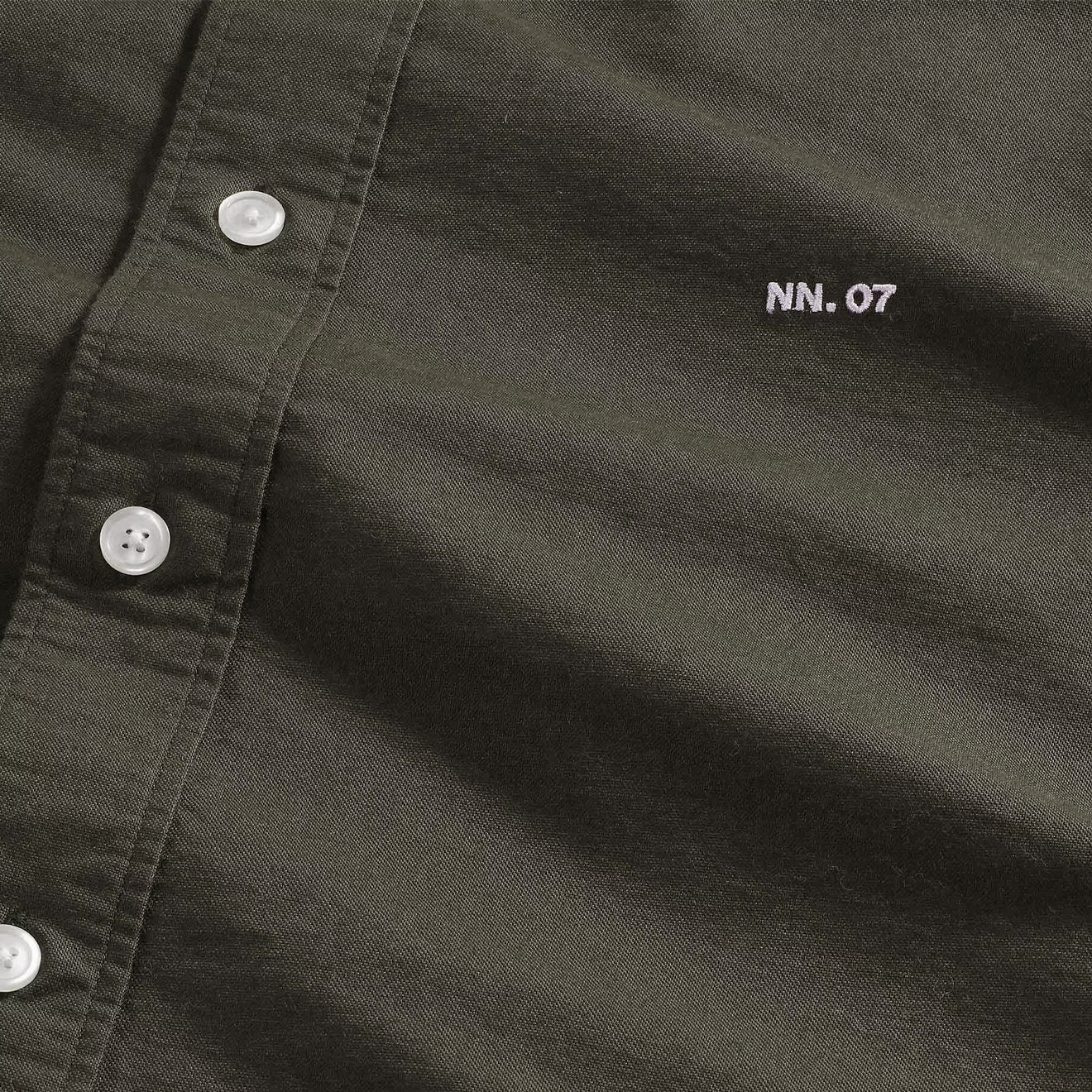 NN07 Colby BD Logo Regular Fit Oxford Shirt Dark Army - Image 4