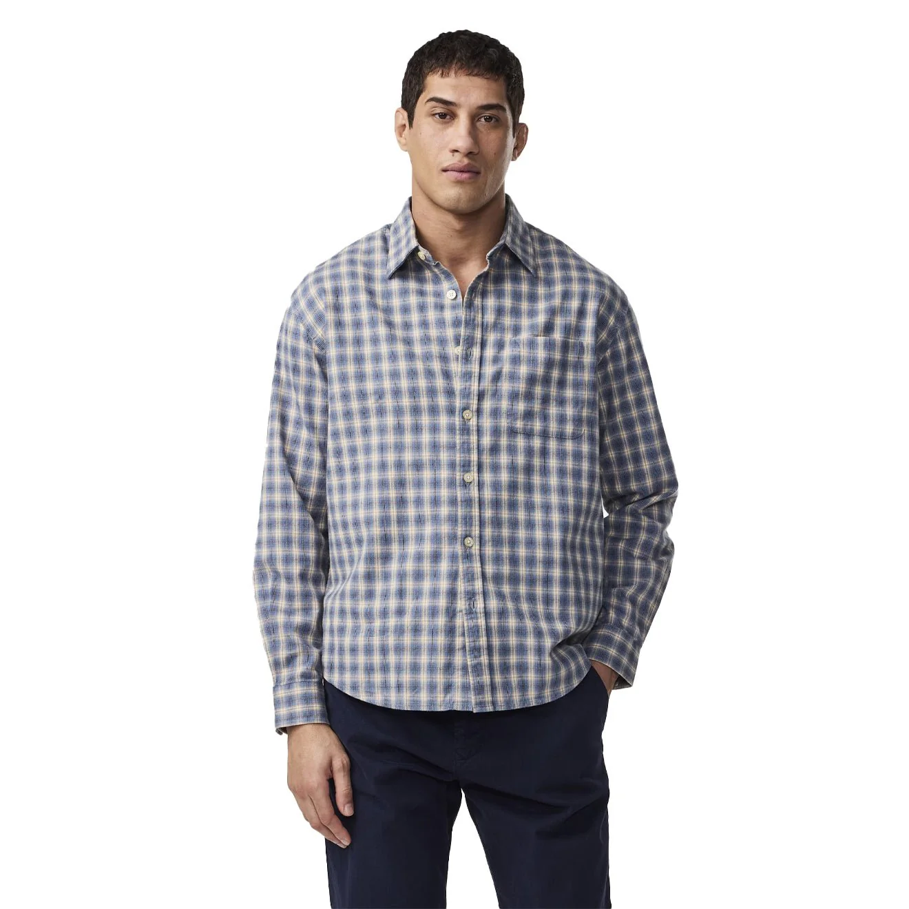 NN07 Deon Flannel Shirt Blue Check - Image 2