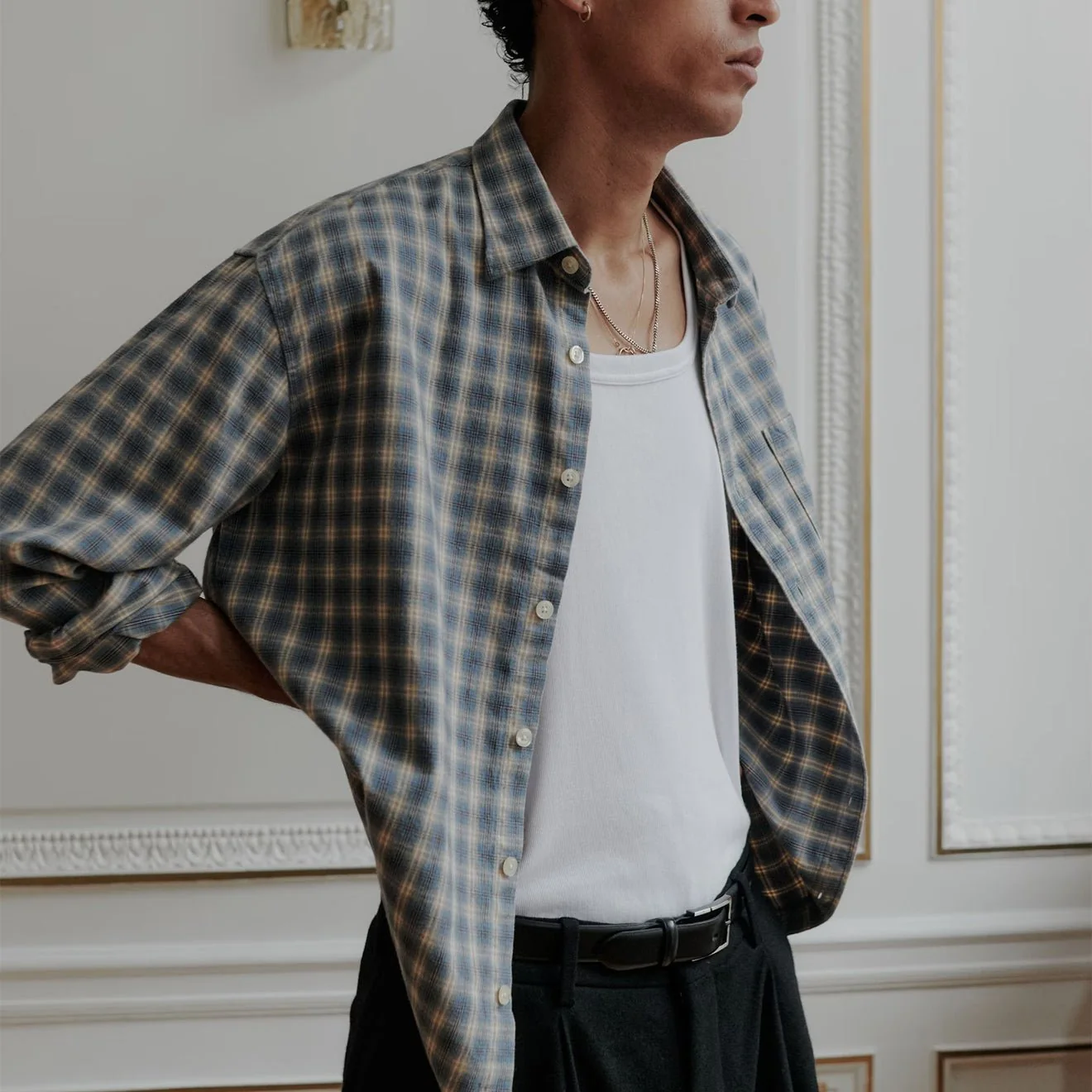 NN07 Deon Flannel Shirt Blue Check - Image 5