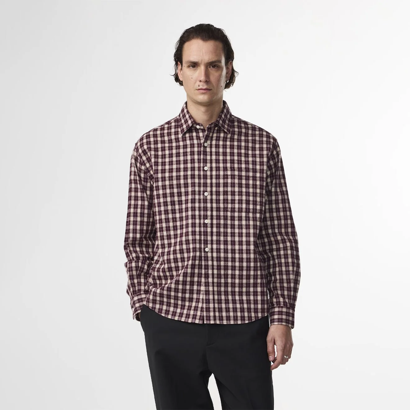 NN07 Deon Flannel Shirt Wine Check - Image 2
