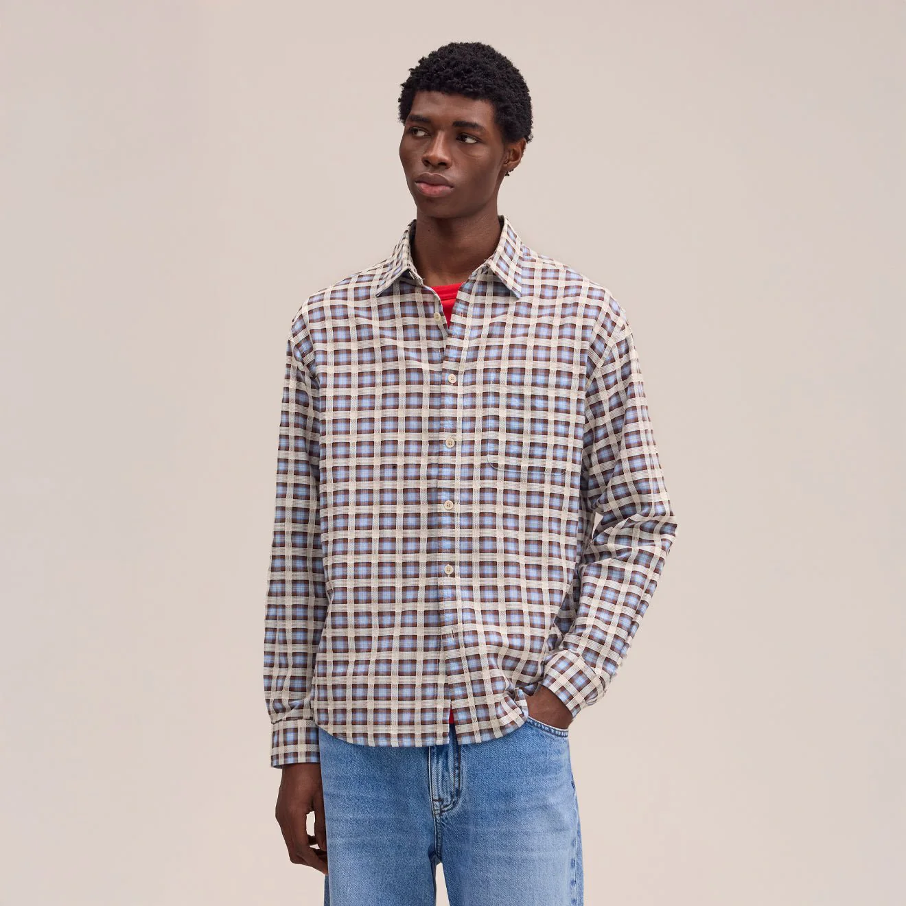 NN07 Deon Shirt Blue Check - Image 2