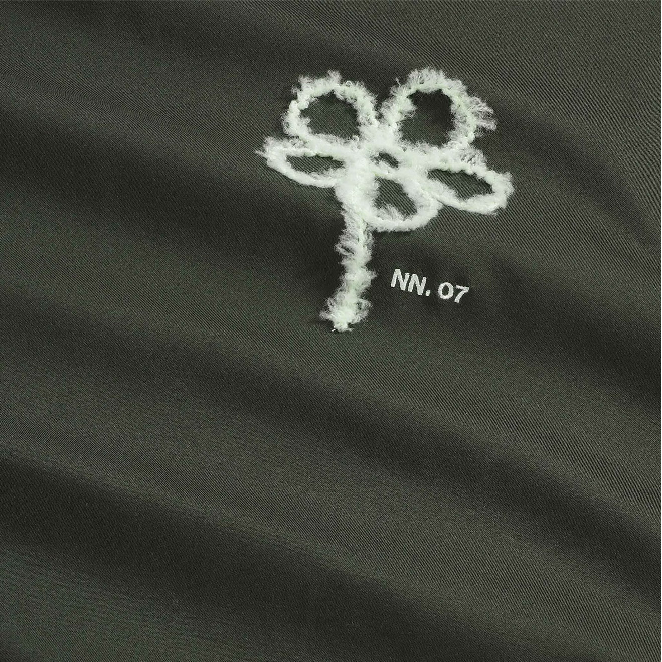 NN07 Pedro Embroidery Organic Cotton T-Shirt Dark Army - Image 4