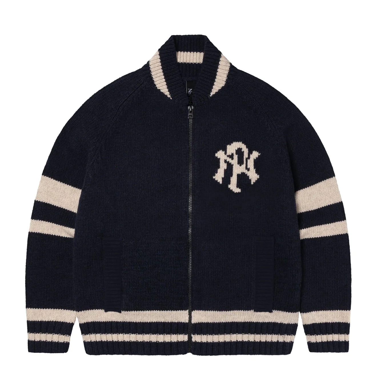 No Problemo NYP Varsity Zip Thru Knit Navy