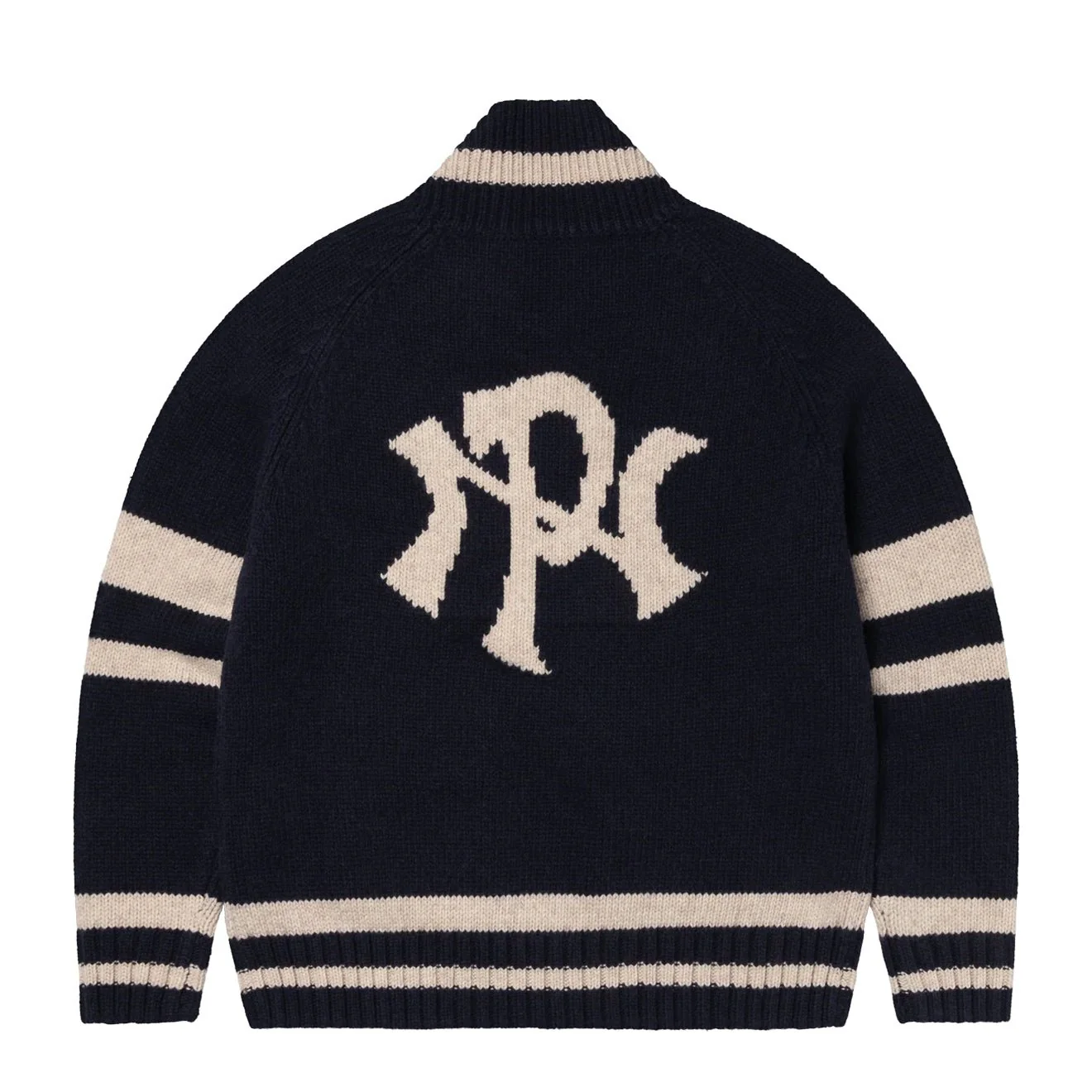 No Problemo NYP Varsity Zip Thru Knit Navy - Image 2