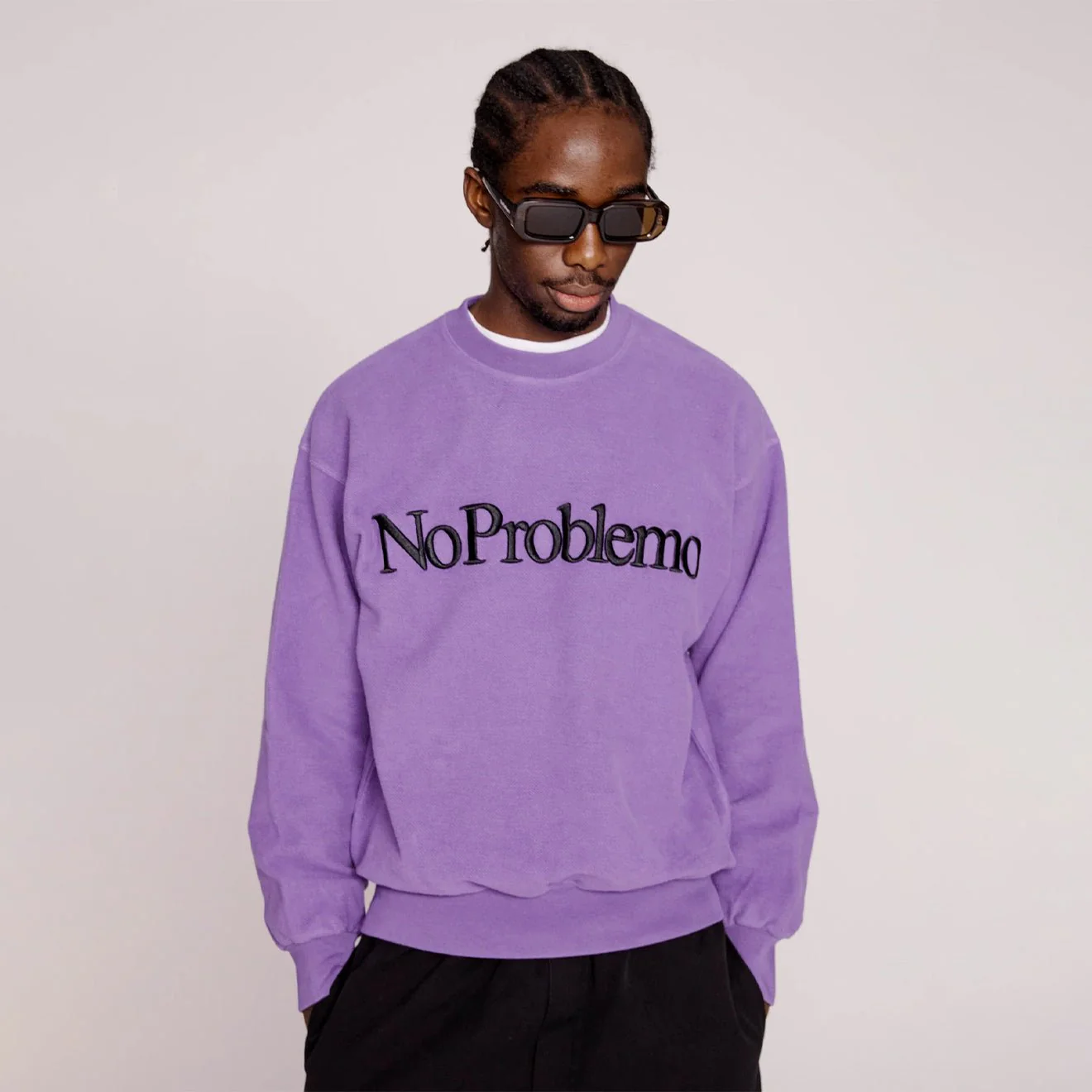 No Problemo Reverse Fleece Sweat Lilac - Image 3