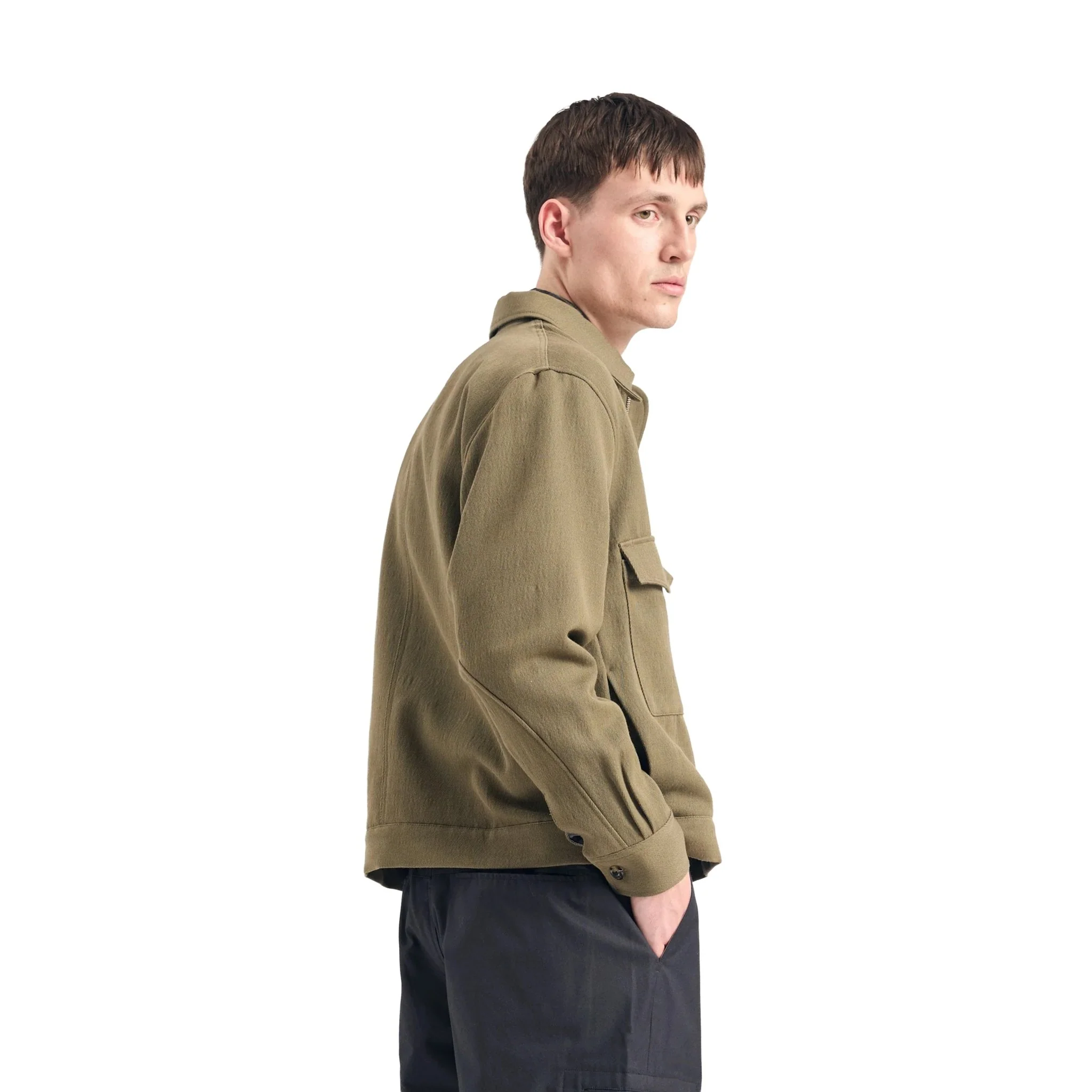 Norse Projects Aksel Cavalry Cotton Wool Windstopper  Jacket Olive Night - Image 5