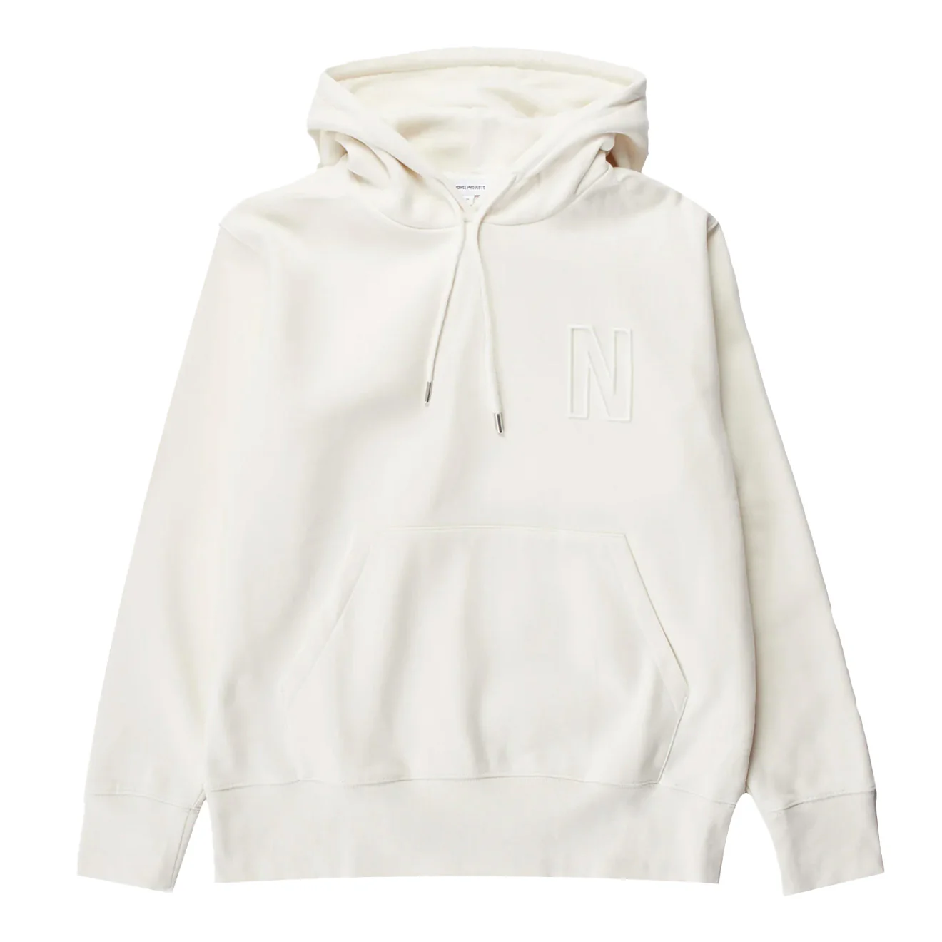 Norse Projects Arne Relaxed Organic Brushed Fleece N Logo Hoodie Ecru