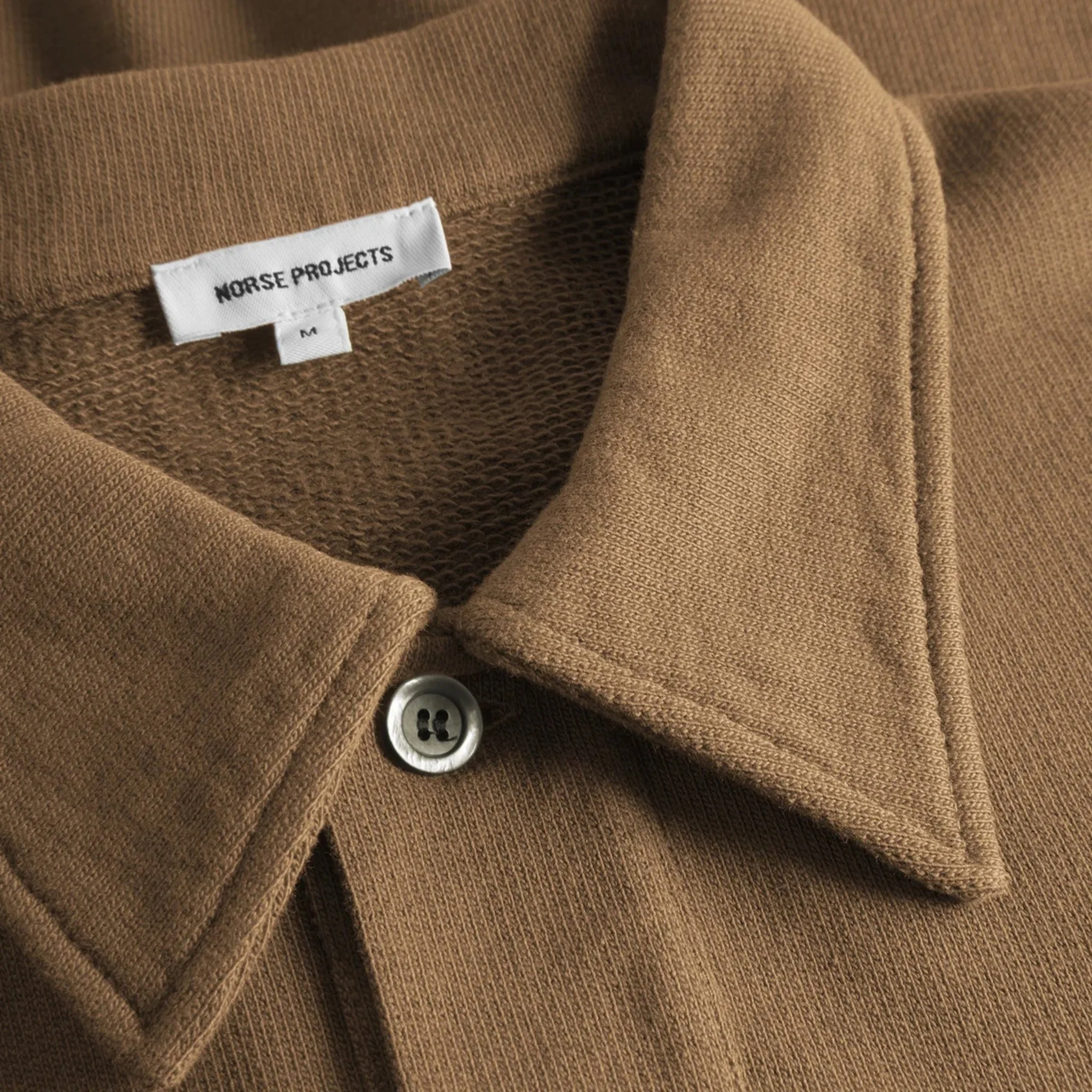 Norse Projects Fraser Relaxed Organic Loopback L/S Polo Oak - Image 2