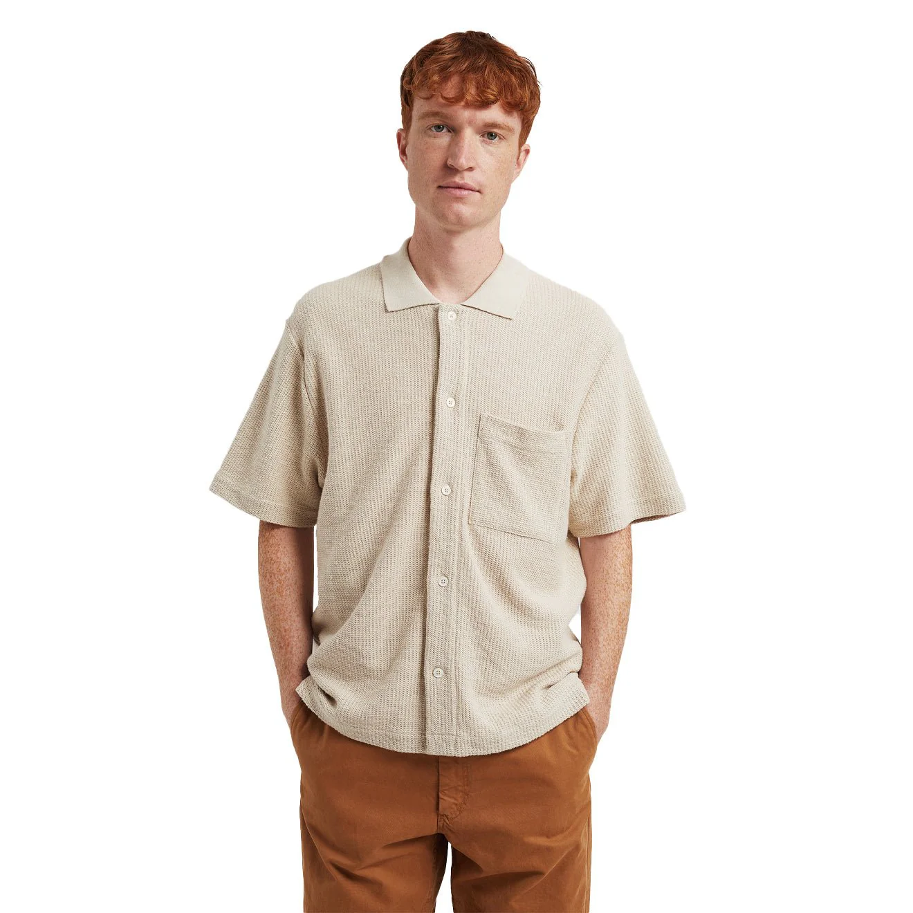 Norse Projects Gustav Crochet Jersey Shirt Oatmeal - Image 5