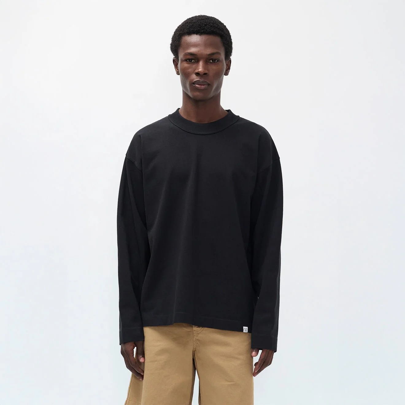 Norse Projects Isefjord Compact Cotton LS T-shirt Black - Image 3