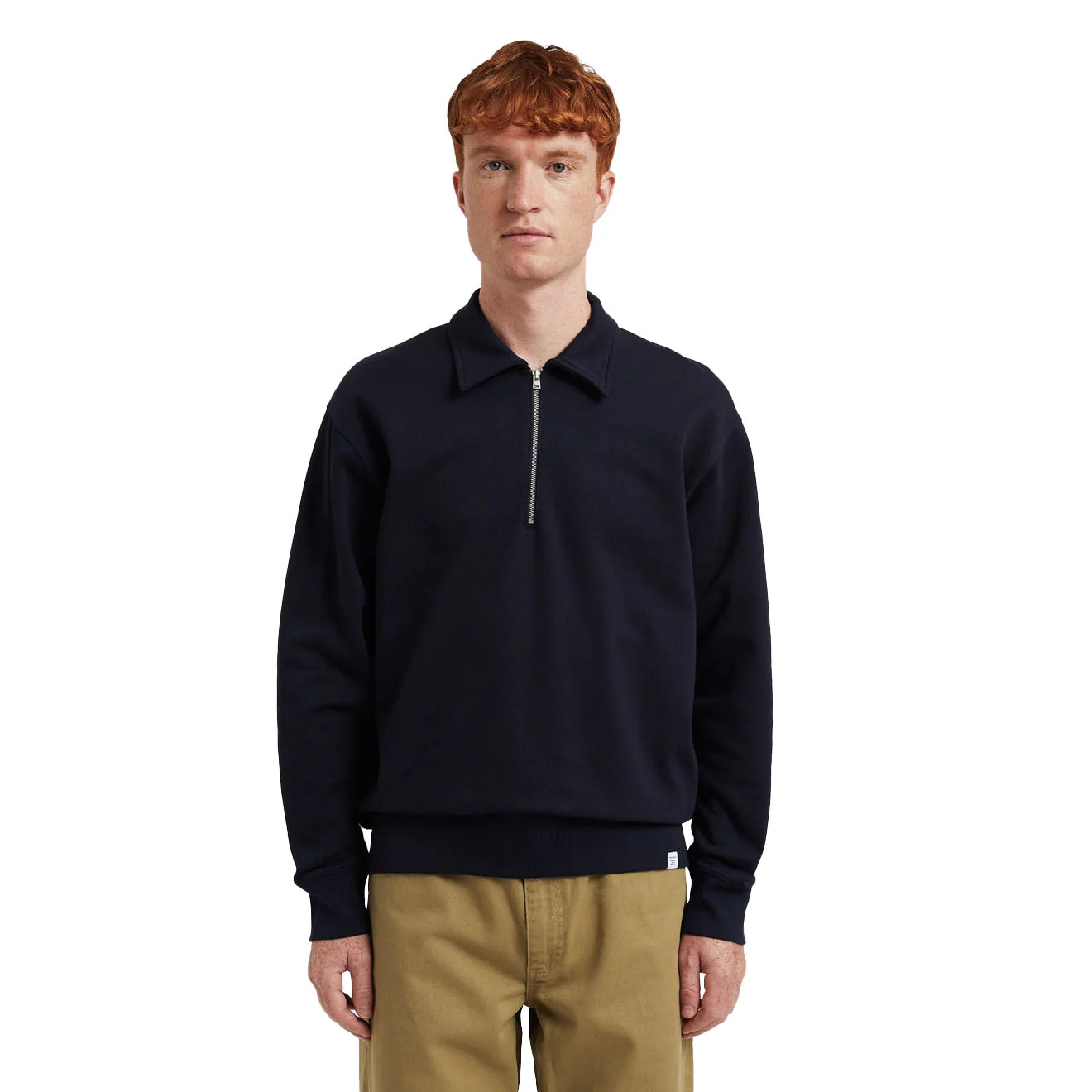 Norse Projects Ketel Relaxed Organic Half Zip Dark Navy - Image 3