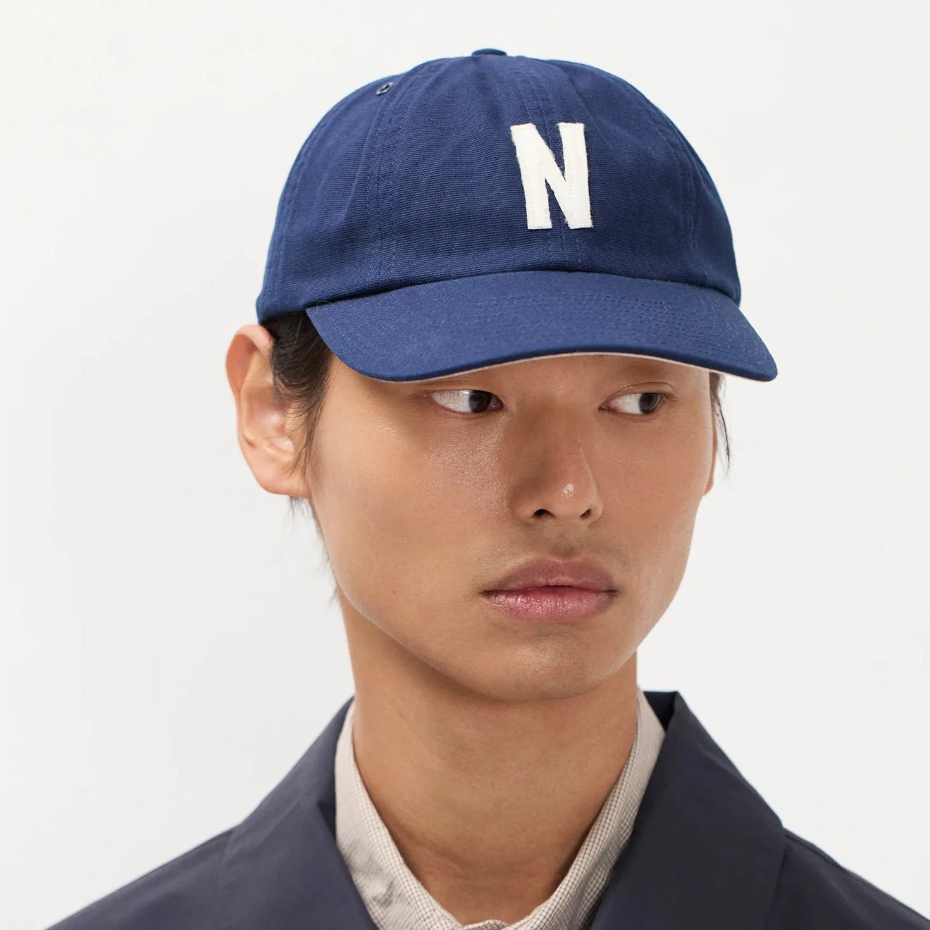 Norse Projects Light Canvas Felt N 8 Panel Cap Dark Navy - Image 2