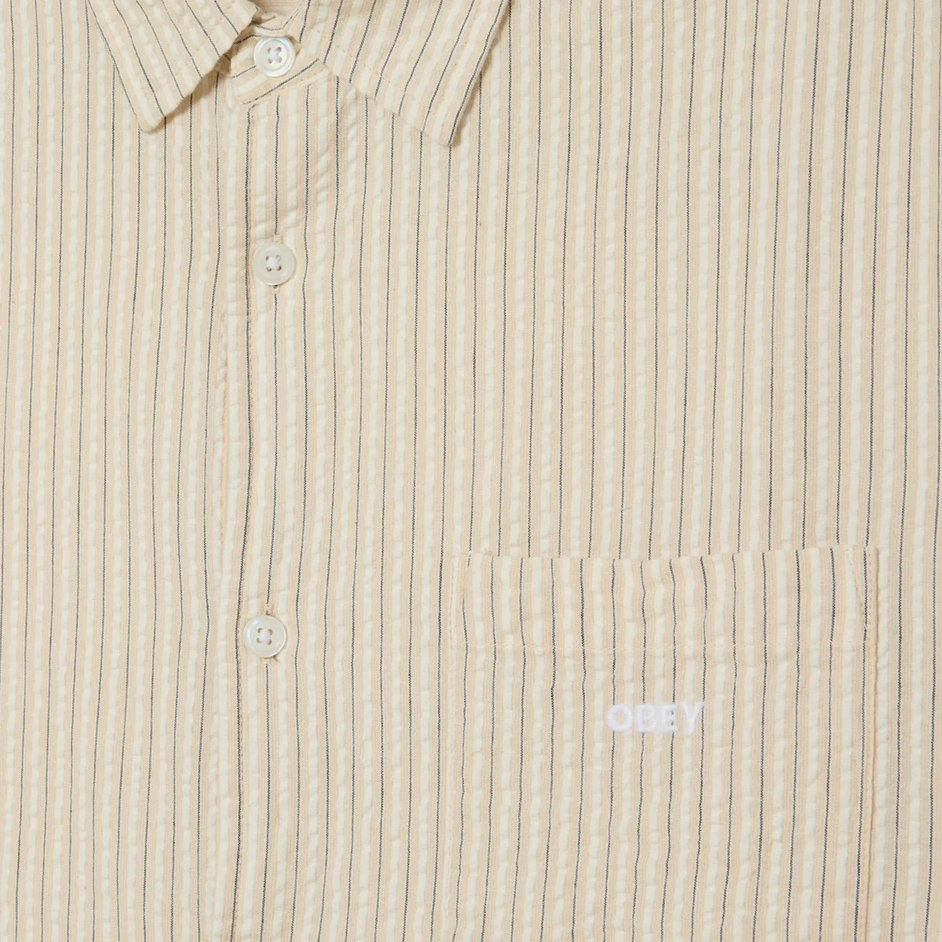Obey Alan Woven S/S Shirt Unbleached Multi - Image 3