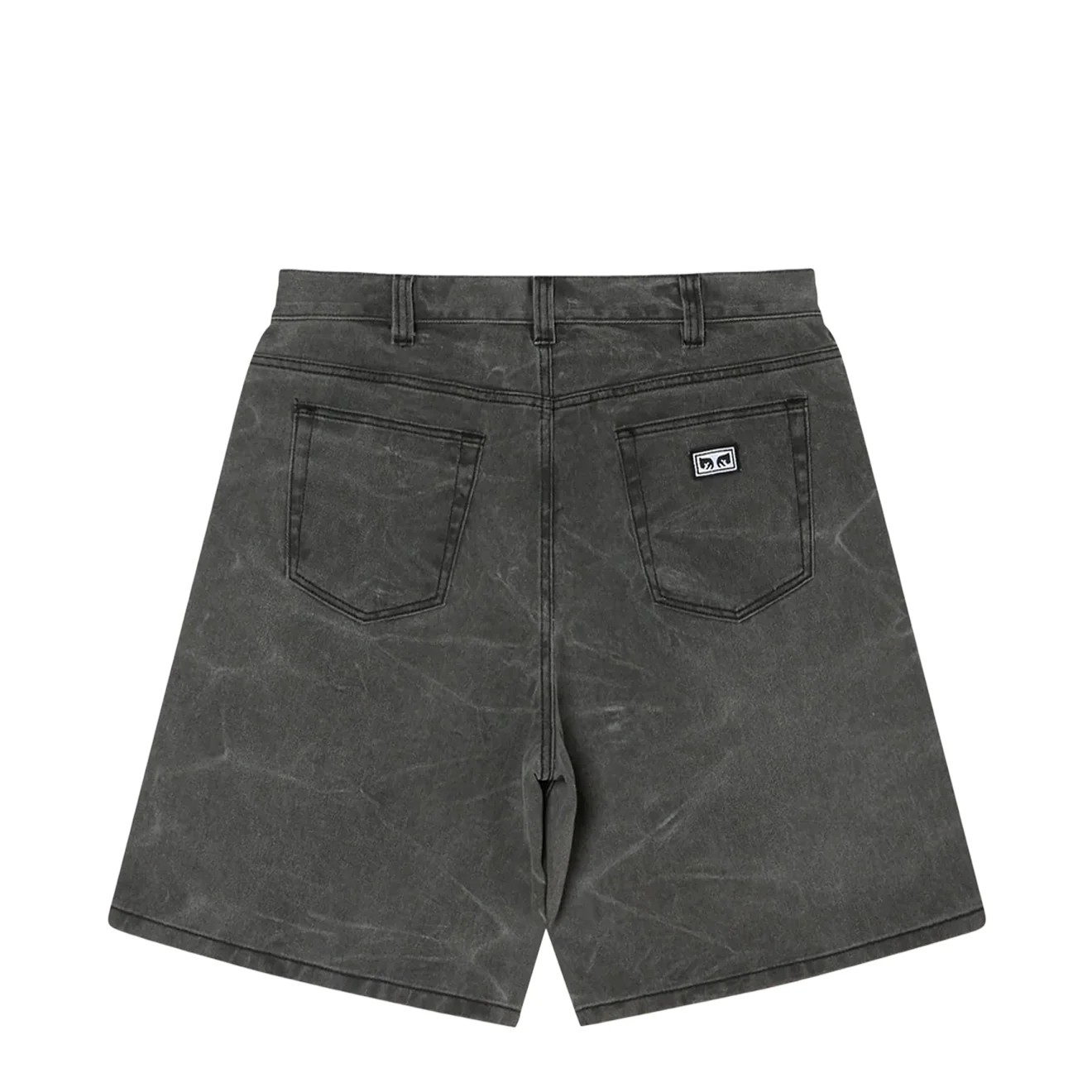Obey Bigwig Baggy Denim Short Black Wrinkle Wash - Image 2