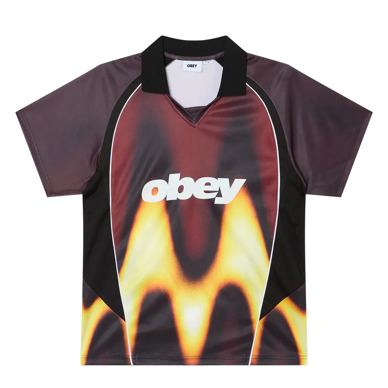 Obey Blurred Soccer Jersey T-Shirt Burnt Red Multi