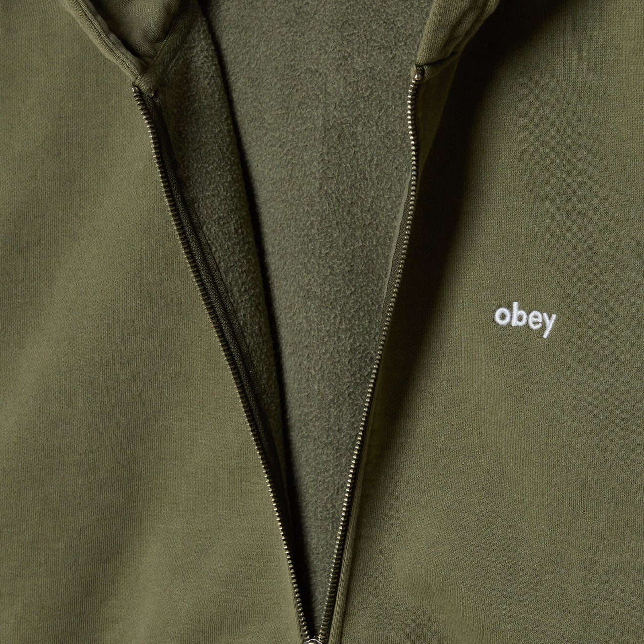 Obey Lowercase Pigment Zip Hood Pigment Deep Lichen Green - Image 4