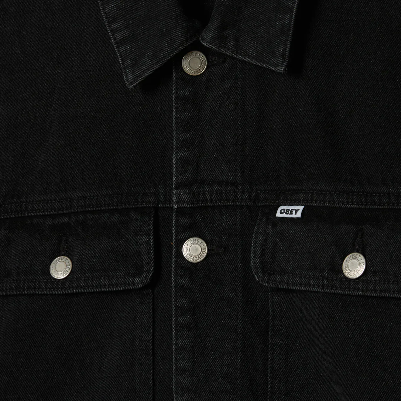 Obey Opena Denim Jacket Faded Black - Image 3