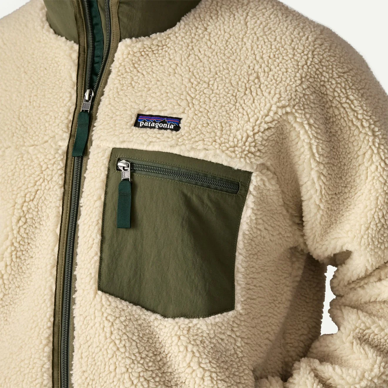 Patagonia Classic Retro-X Fleece Jacket Dark Natural w/Basin Green - Image 6