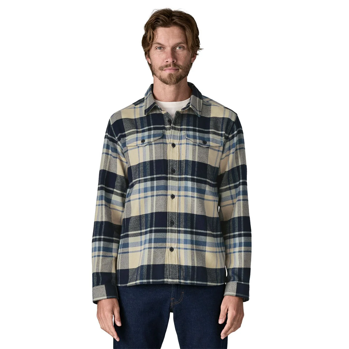 Patagonia Fjord Flannel Shirt Hibernate Sunken Blue - Image 2