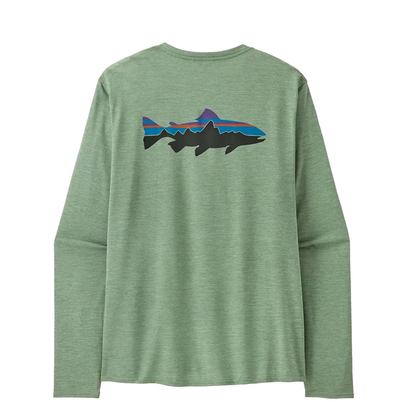 Patagonia L/S Capilene Cool Daily Graphic Shirt Waters Fitz Roy Trout Ellwood Green X-Dye - Image 2