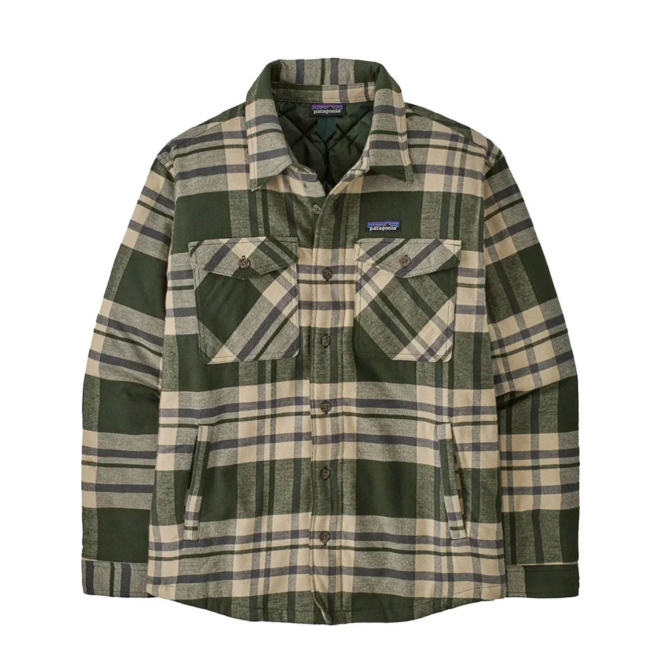 Patagonia Lightweight Insulated Fjord Flannel Shirt Ashore Old Growth Green