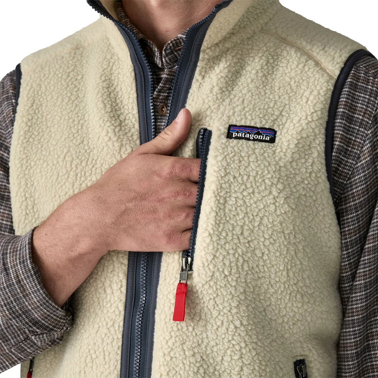 Patagonia Retro Pile Fleece Vest Pelican w/Smolder Blue - Image 5