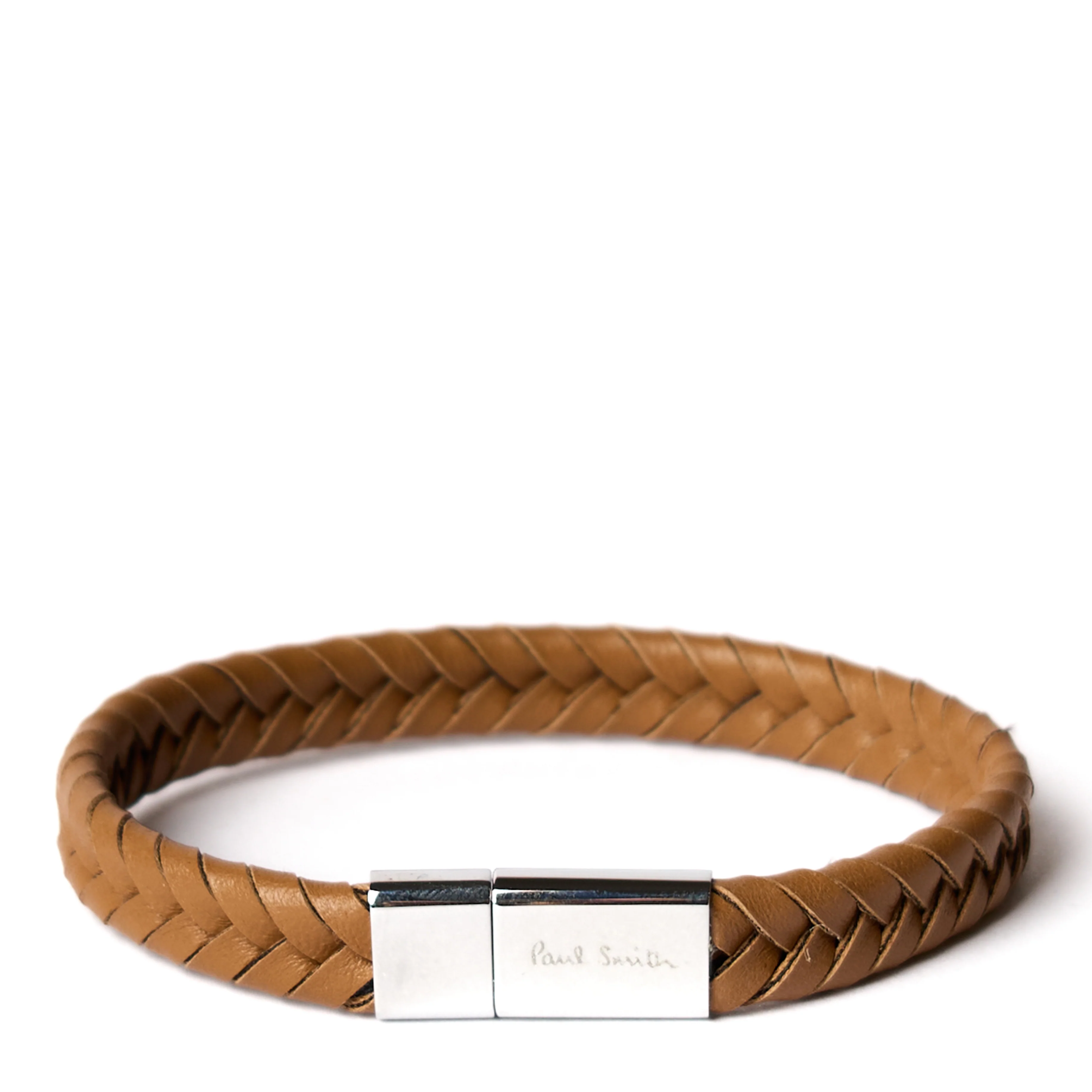Paul Smith Braided Leather Bracelet Tan