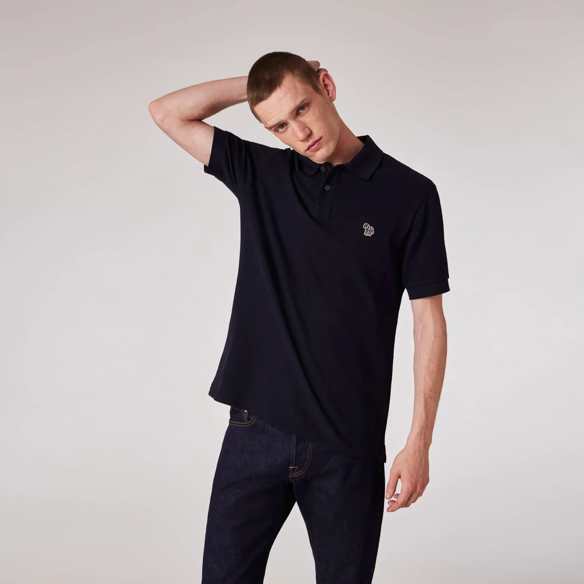 Paul Smith Cotton Zebra Logo Polo Shirt Dark Navy - Image 3