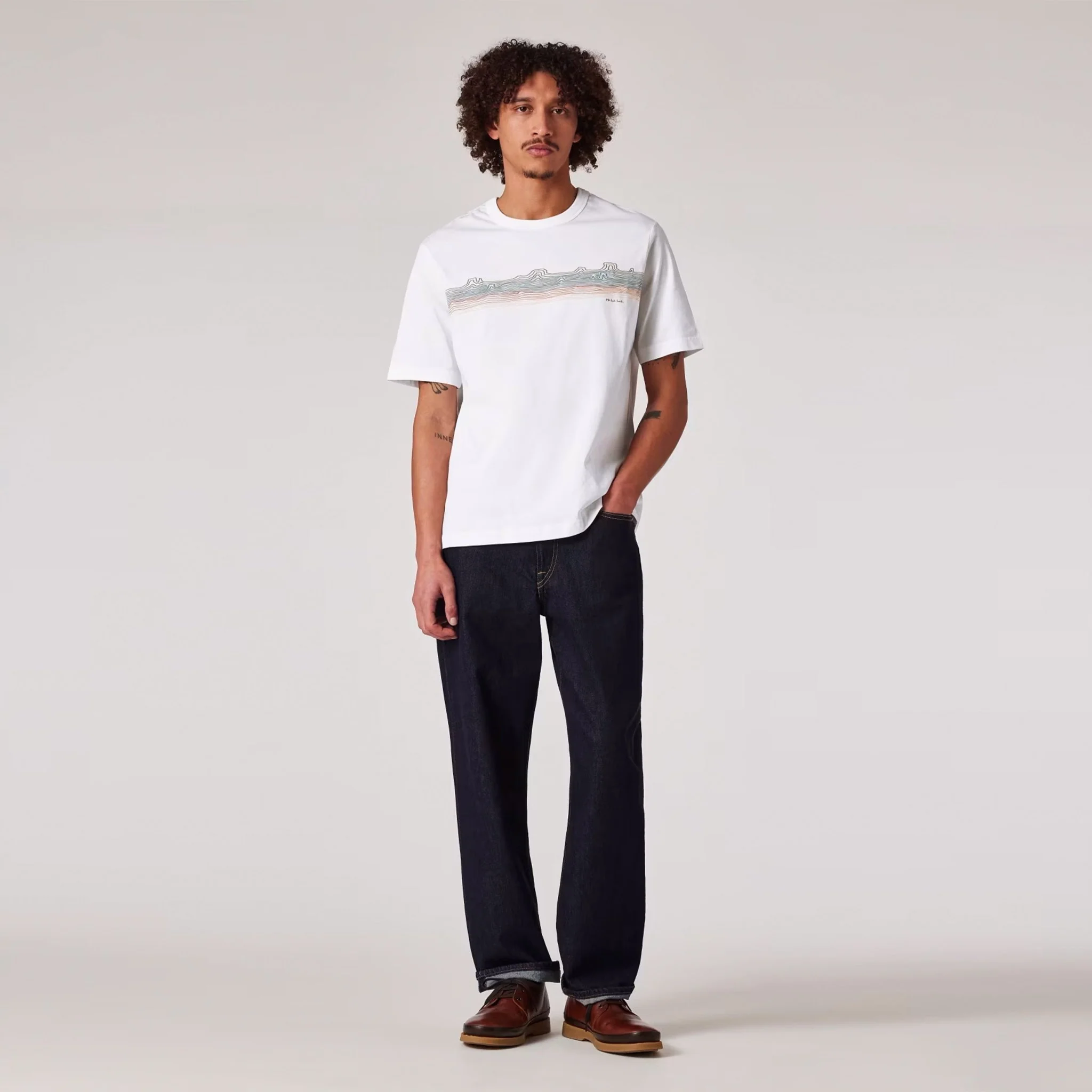 Paul Smith Desert Stripe Print T-Shirt White - Image 3