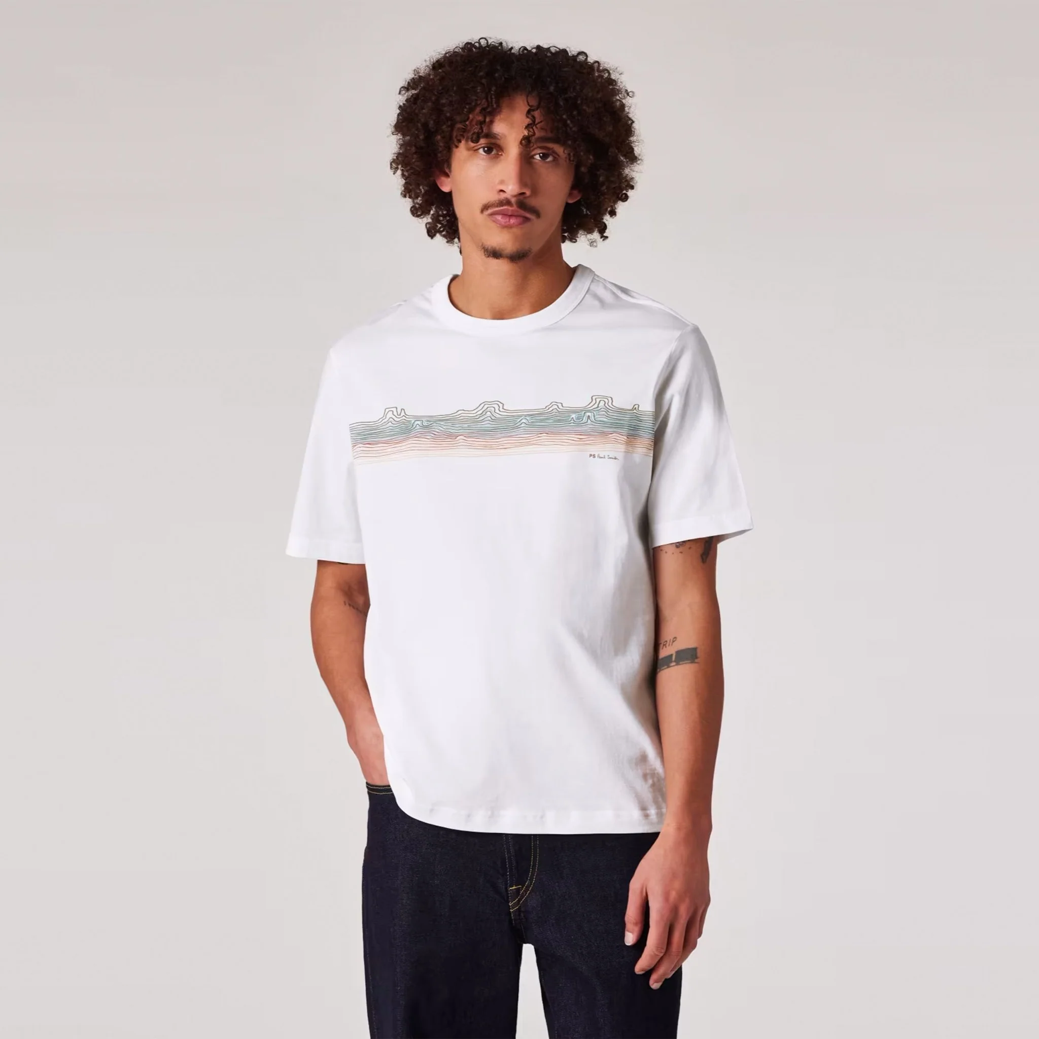 Paul Smith Desert Stripe Print T-Shirt White - Image 5