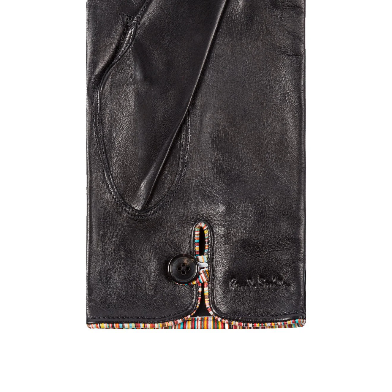 Paul Smith Leather Gloves With Signature Stripe Piping Black - Image 3