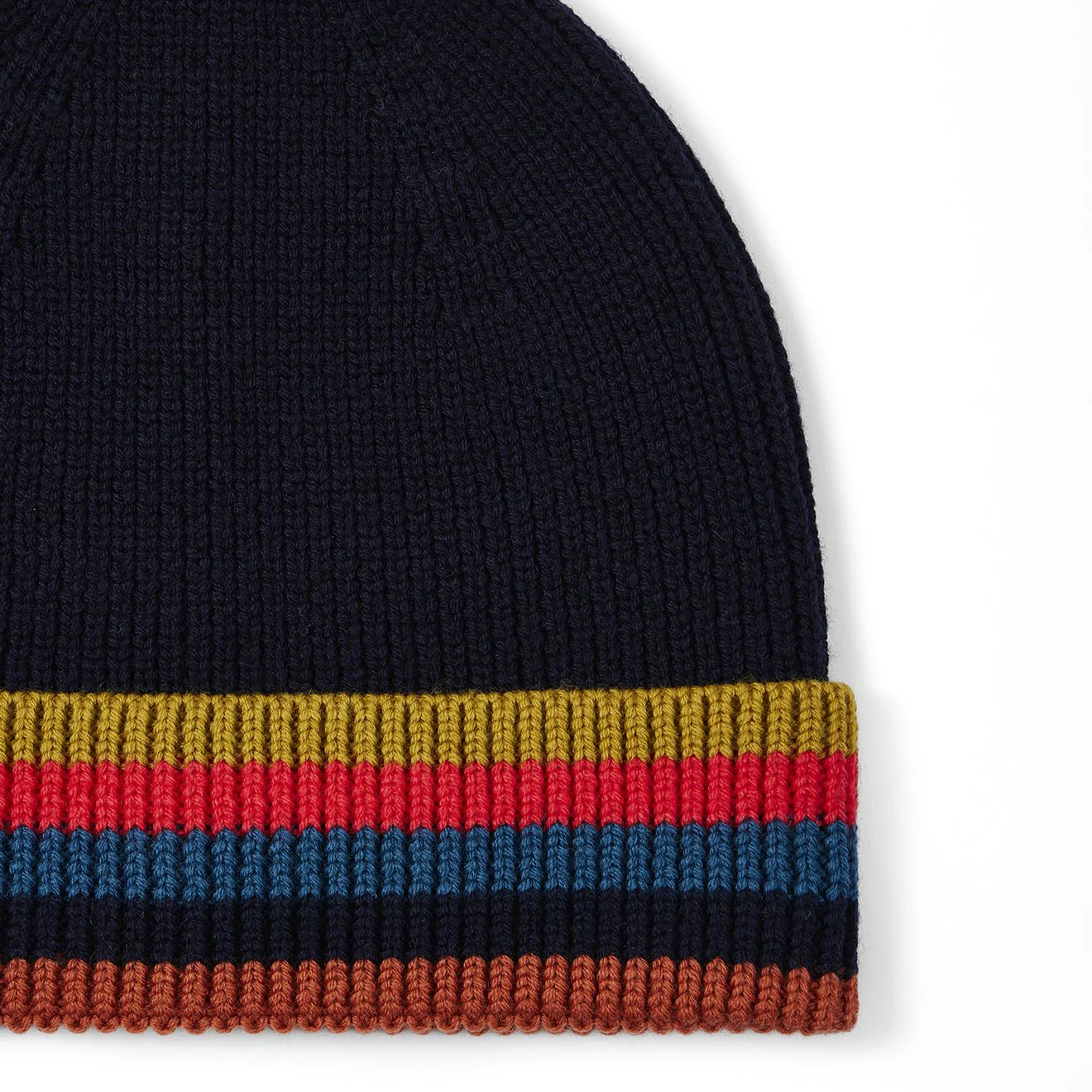 Paul Smith Merino Wool Artist Stripe Beanie Navy Blue - Image 2