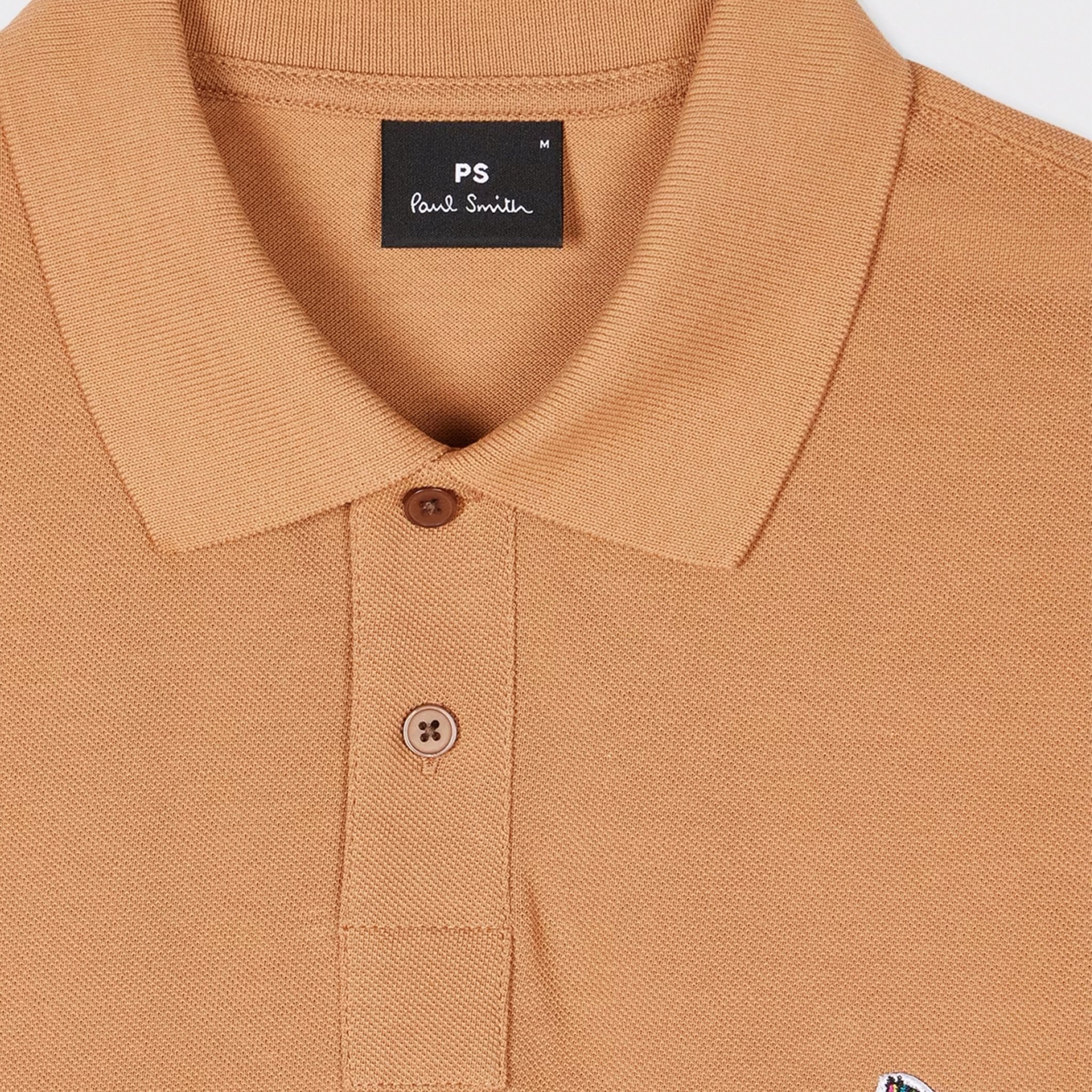 Paul Smith Organic Cotton Zebra Polo Shirt Toffee Brown - Image 3