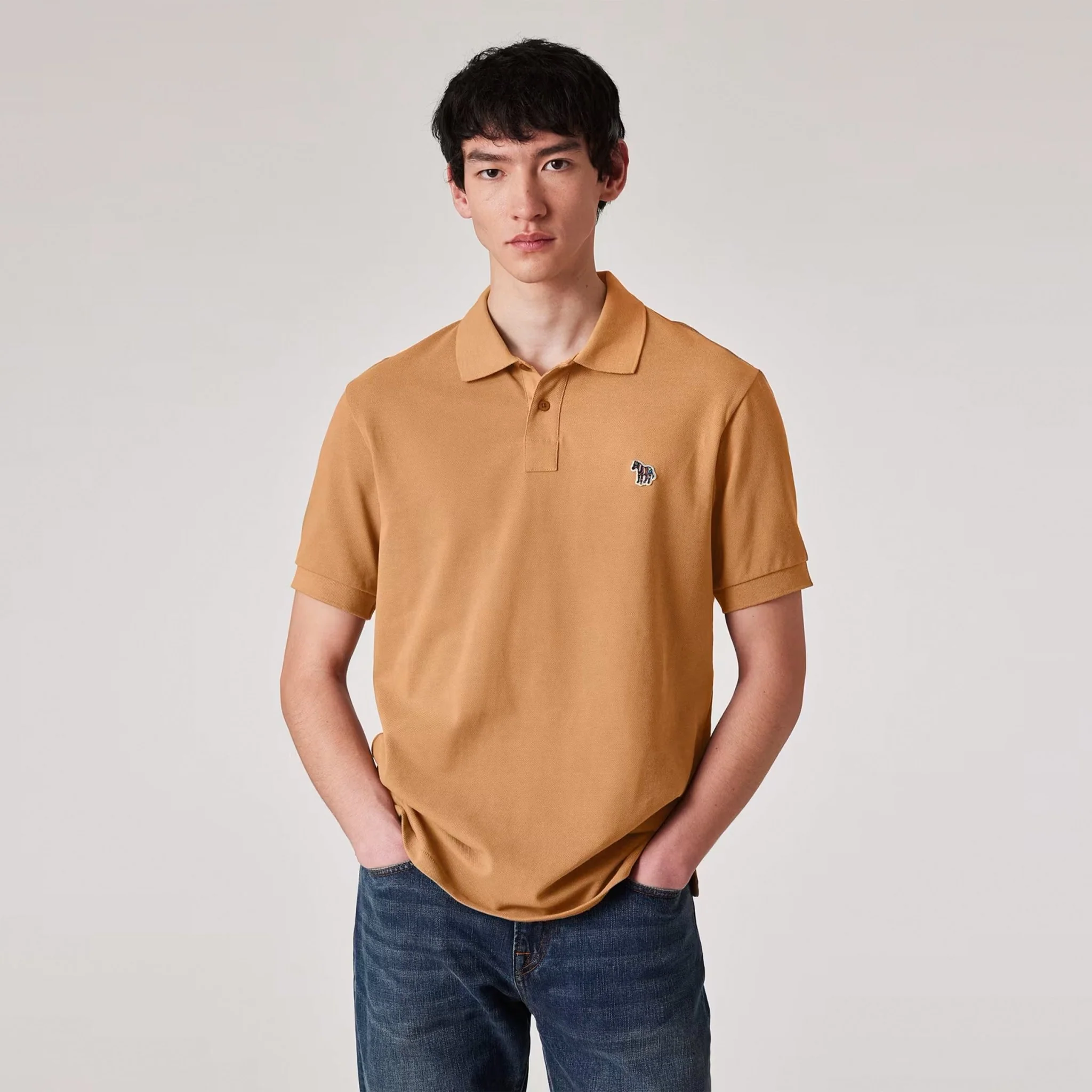 Paul Smith Organic Cotton Zebra Polo Shirt Toffee Brown - Image 7
