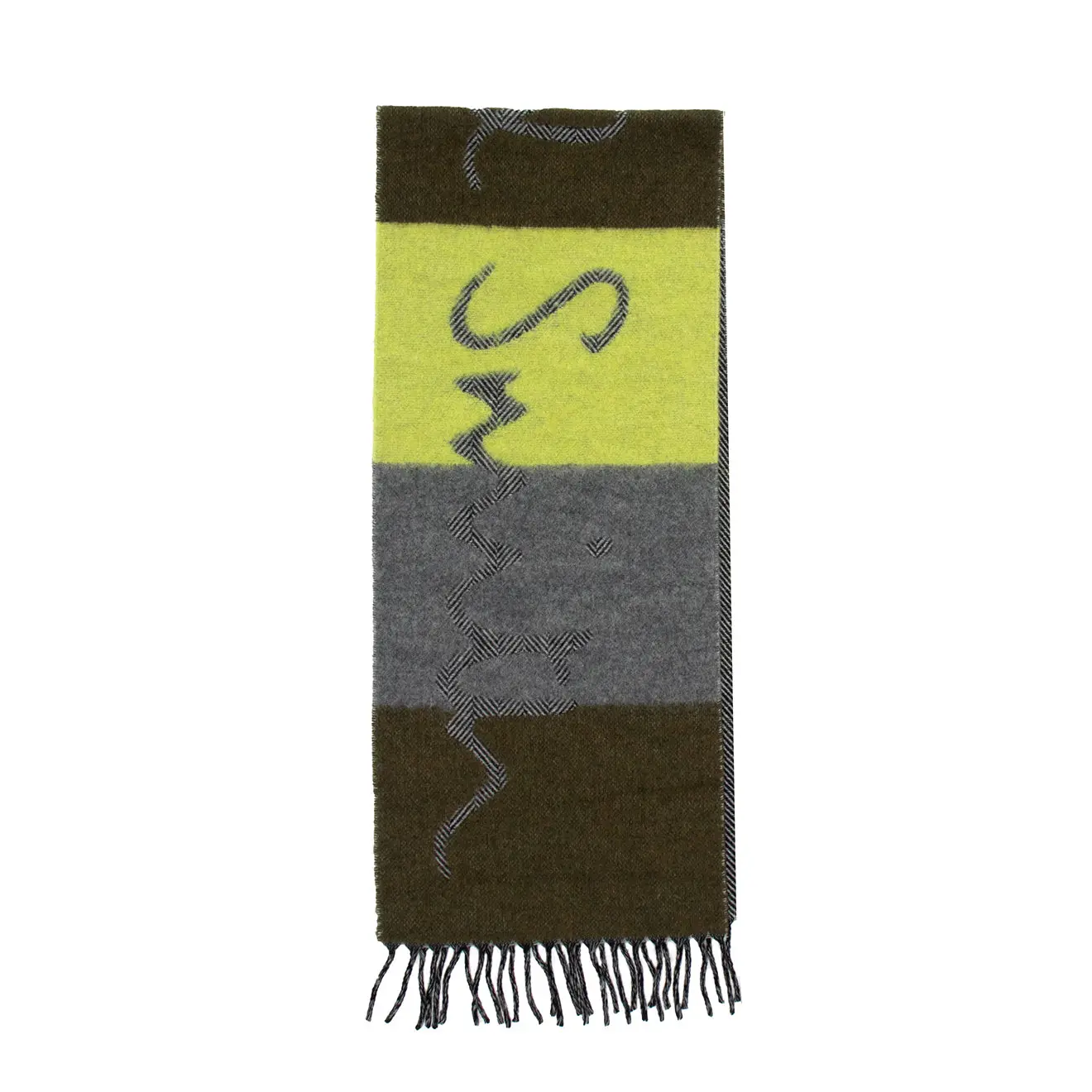Paul Smith Scarf PS Crux Logo Brown / Yellow / Grey - Image 2