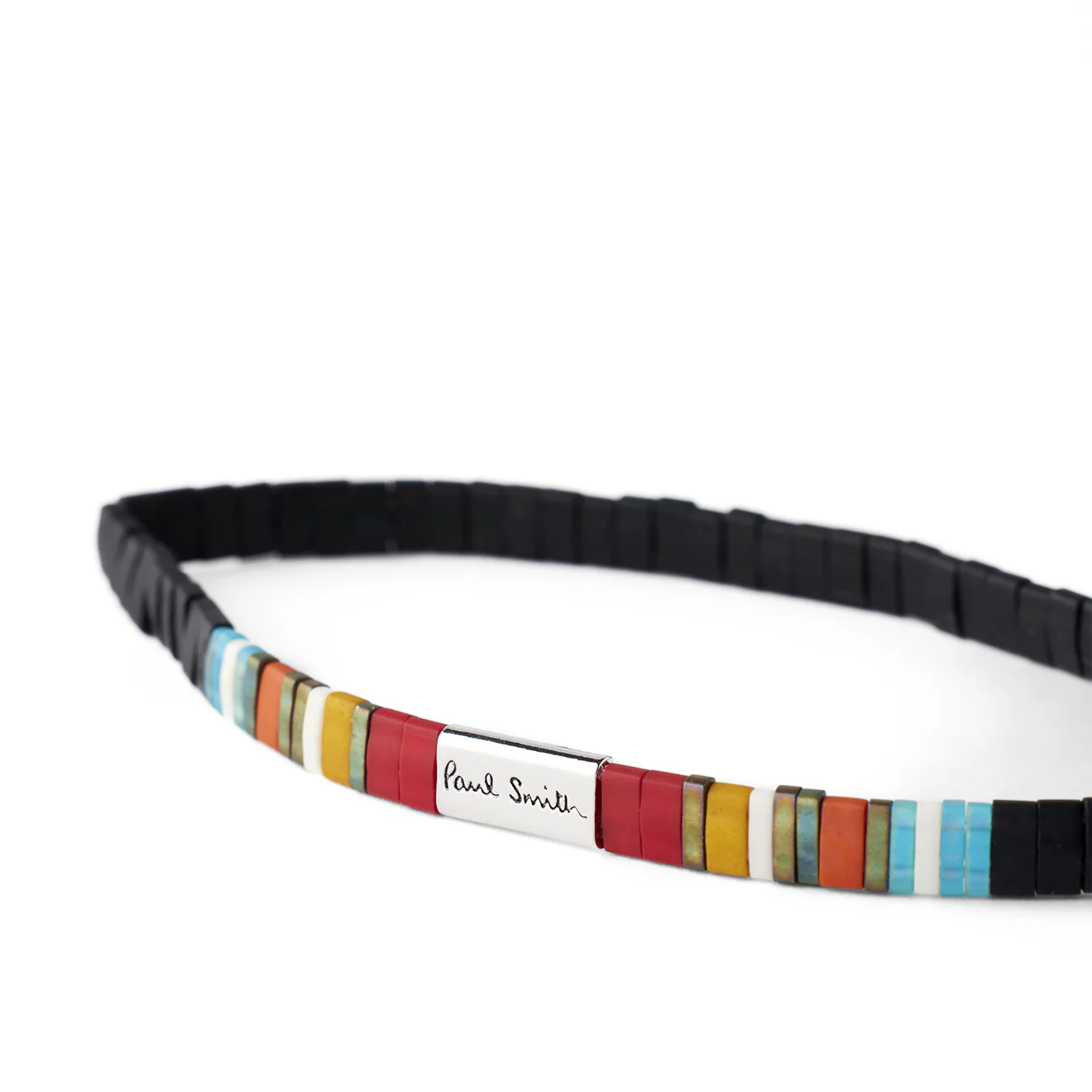 Paul Smith Signature Stripe Flat Bead Bracelet Black - Image 2