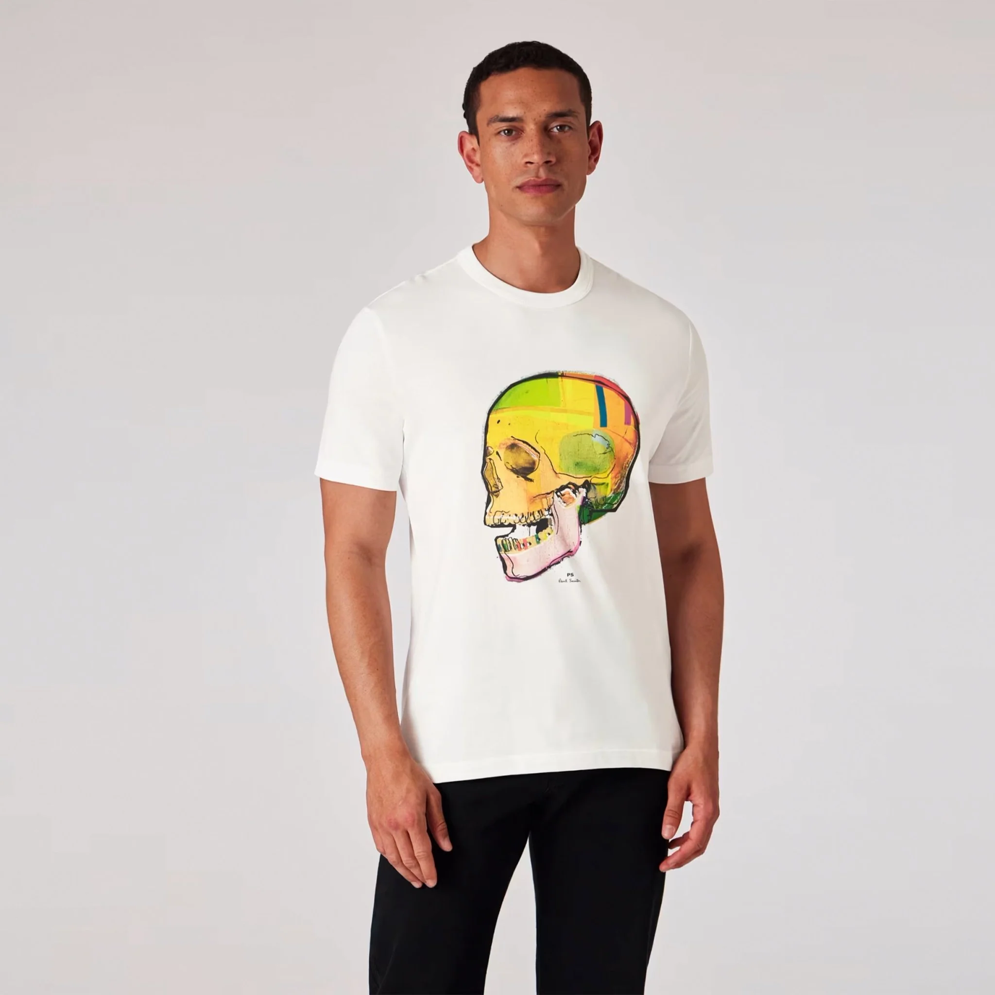Paul Smith Skull Sketch Print T-Shirt White - Image 3