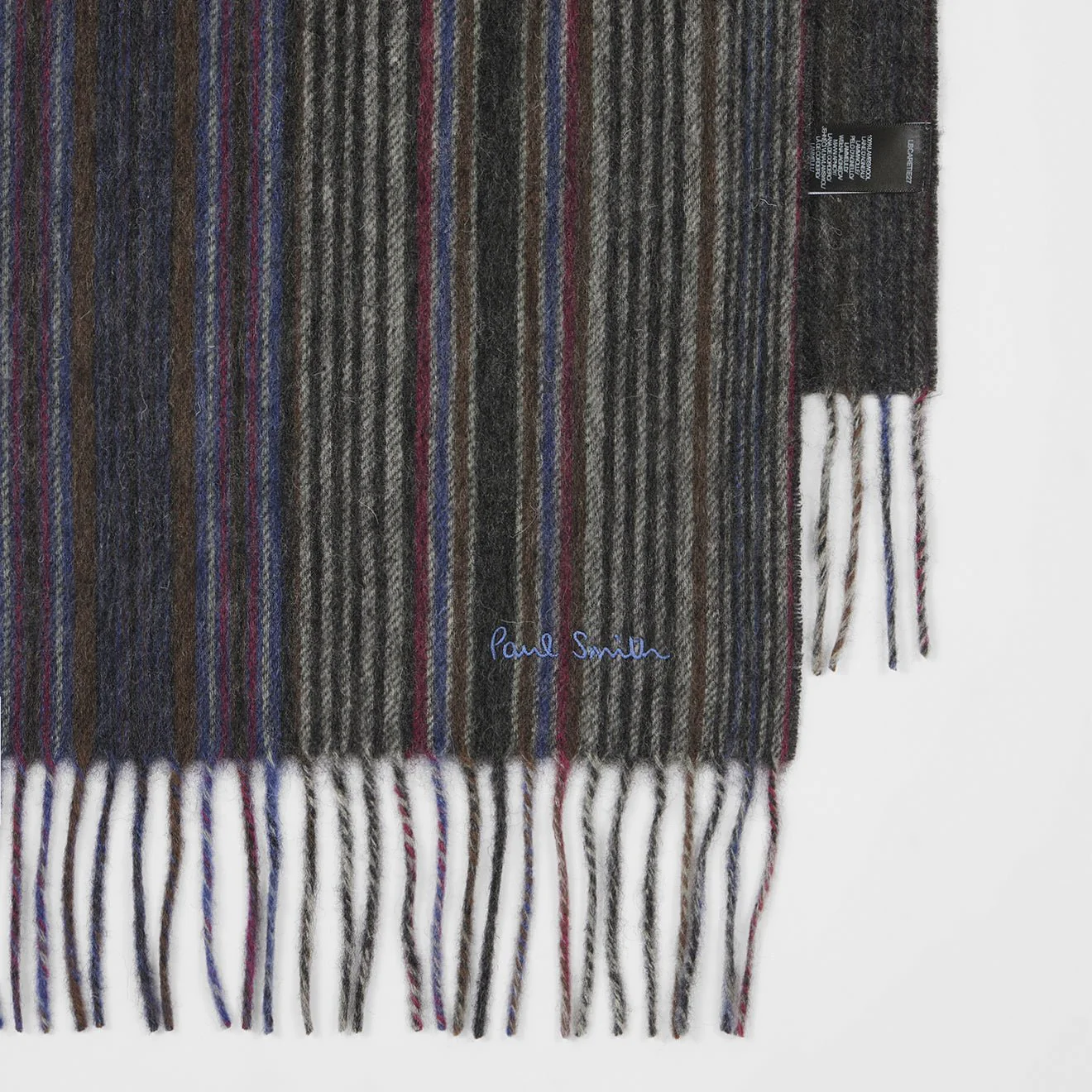 Paul Smith Tonal Stripe Lambswool Scarf Grey - Image 2